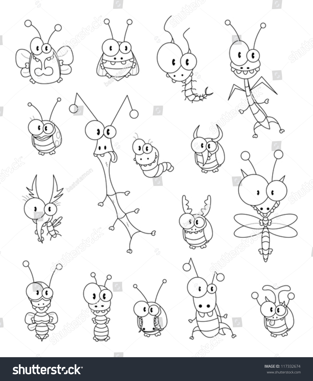 Cartoon Insects Isolated On White Stock Vector (Royalty Free) 117332674 ...