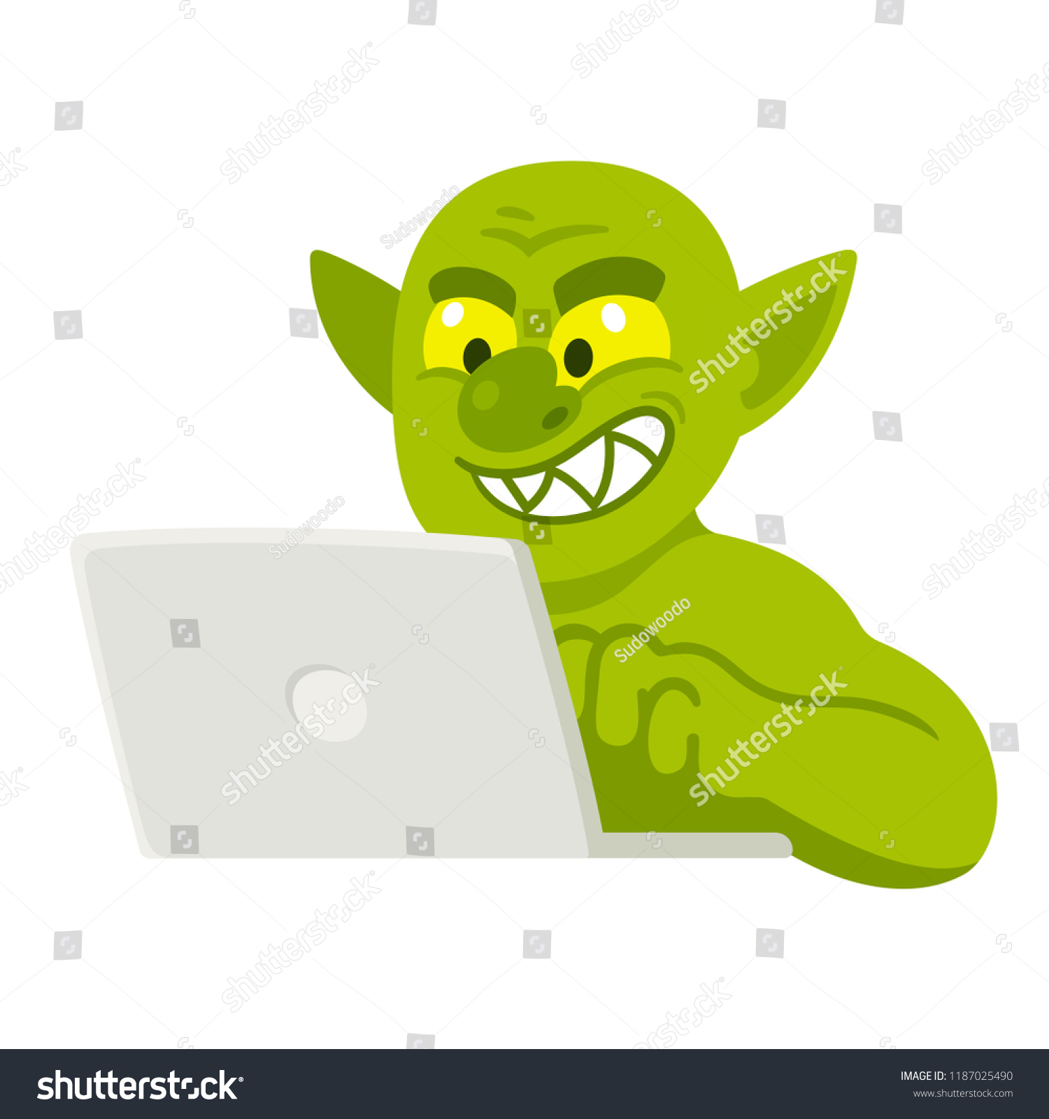 Cartoon Internet Troll Typing Comment On Stock Vector Royalty Free 1187025490 - annoying troll song roblox ids