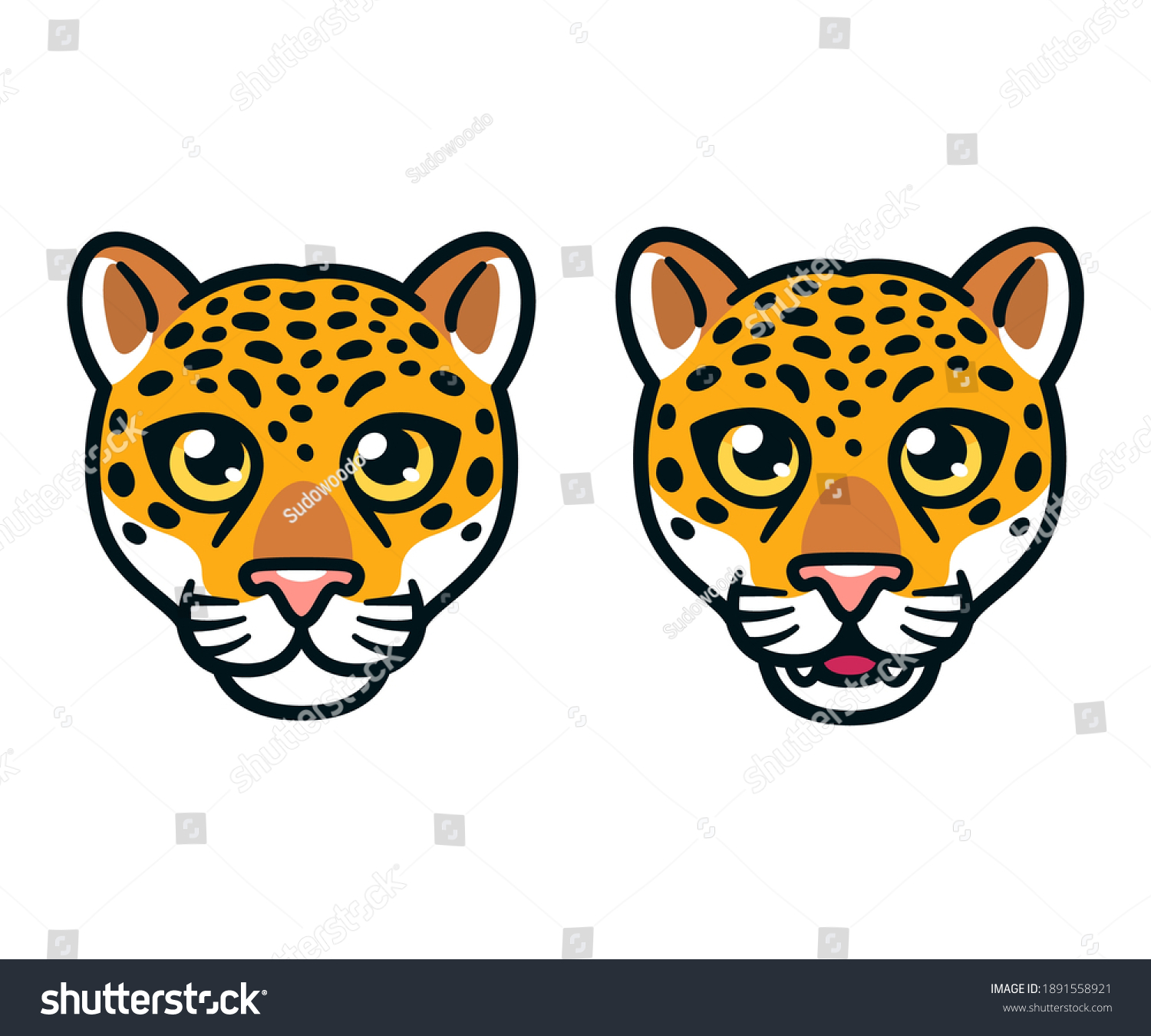 Cartoon Jaguar Leopard Head Drawing Face Stock Vector Royalty Free 1891558921