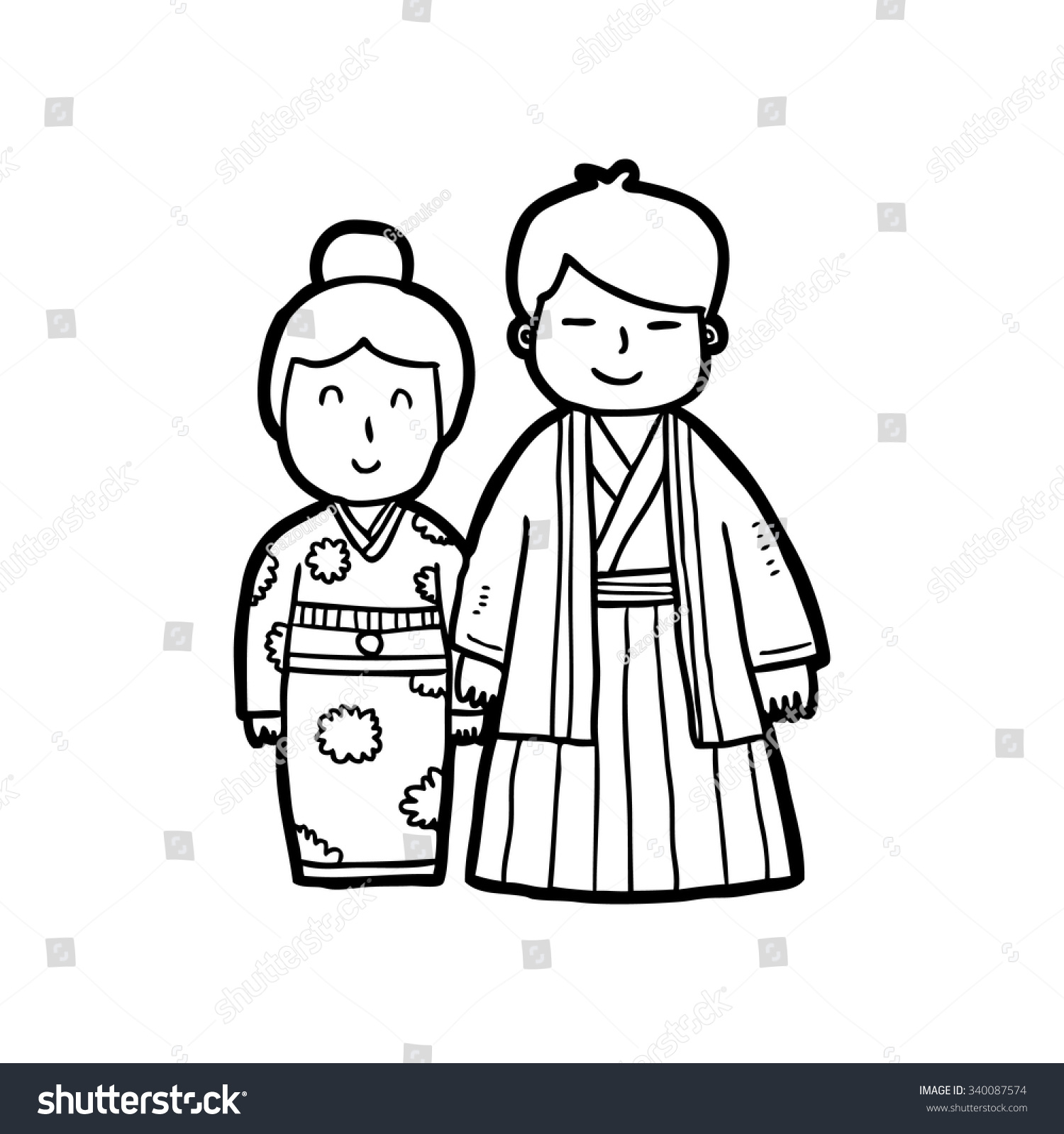 Cartoon Japanese Couple Stock Vector Illustration 340087574 : Shutterstock