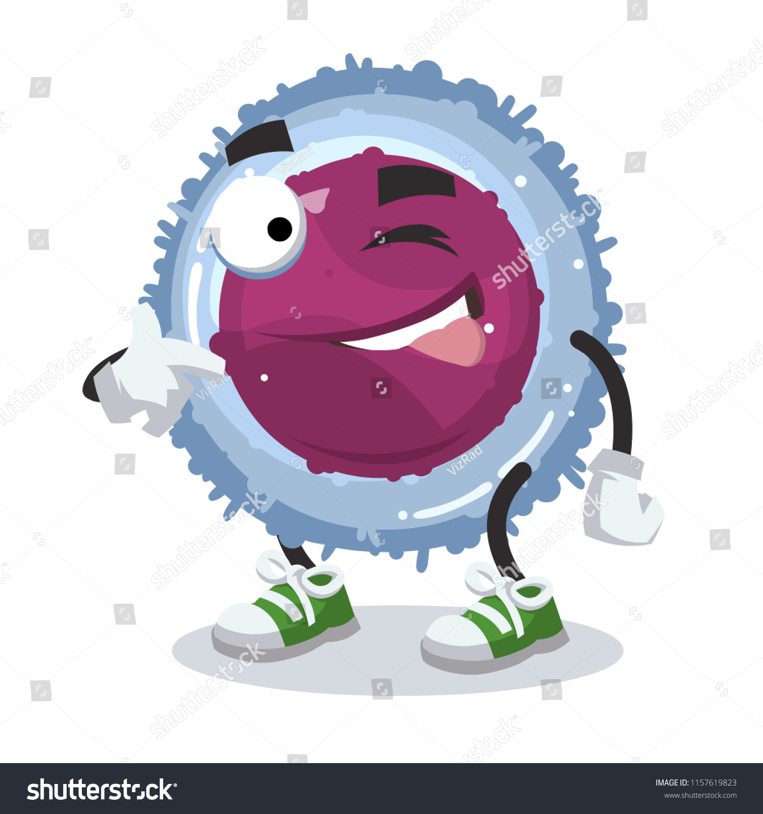 Cartoon Joyful Lymphocyte Cell Winks On A White Background