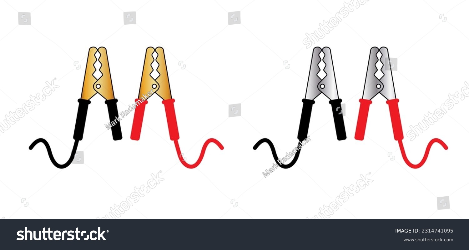 SVG of Cartoon jumper cable or jumper lead for car. Booster cable icon. Plus and minus poles. Empty battery and charge the cars. Battery jumper power cables. Jump start vehicle cable. Charging battery sign. svg
