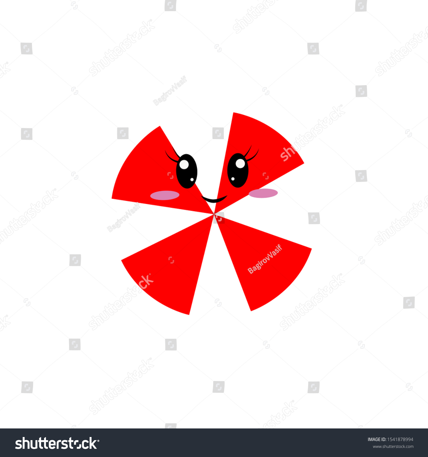 Cartoon Kawaii Sweet Food Pink Smiling Stock Vector (Royalty Free