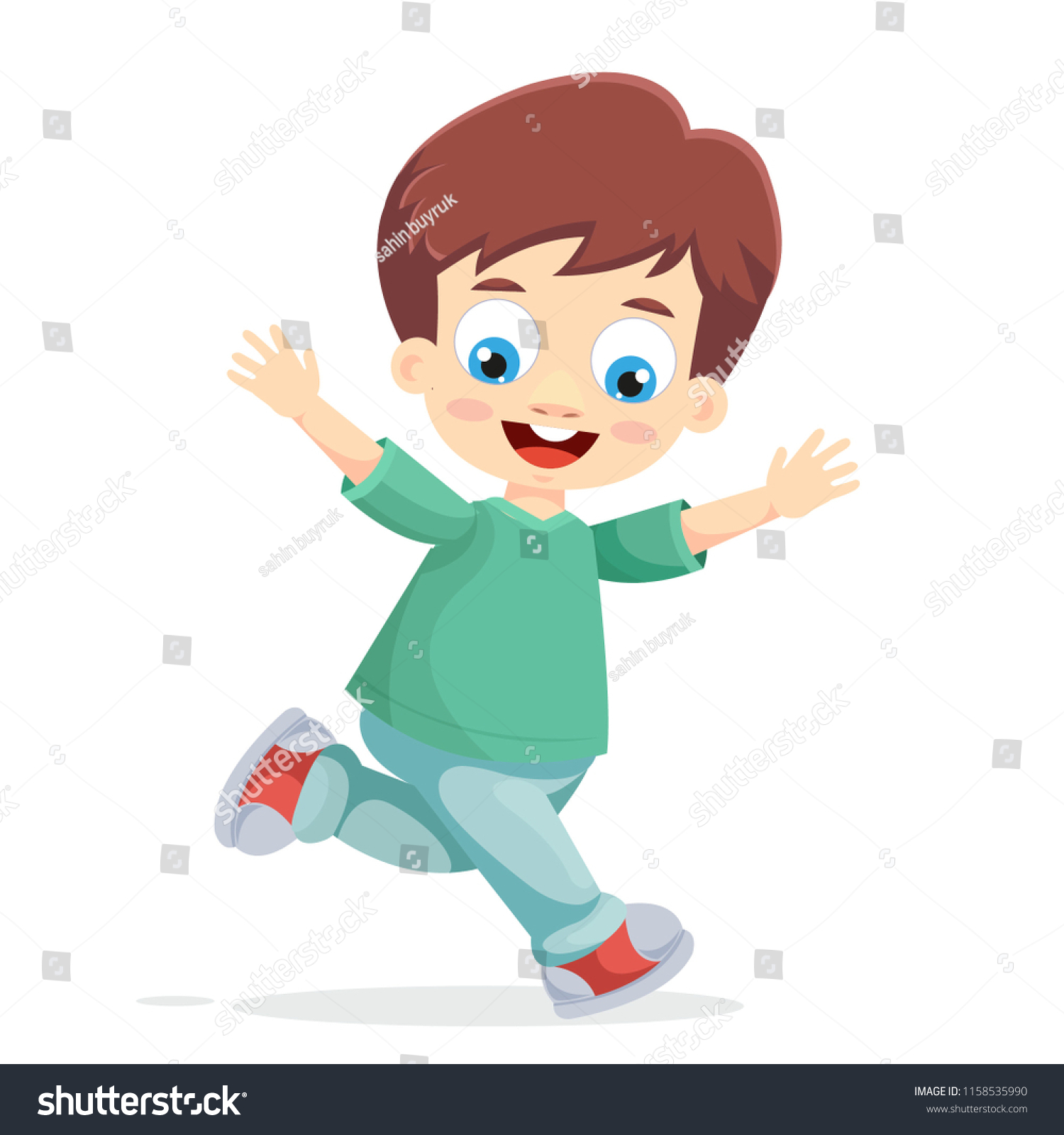 Cartoon Kid Running Stock Vector (royalty Free) 1158535990 