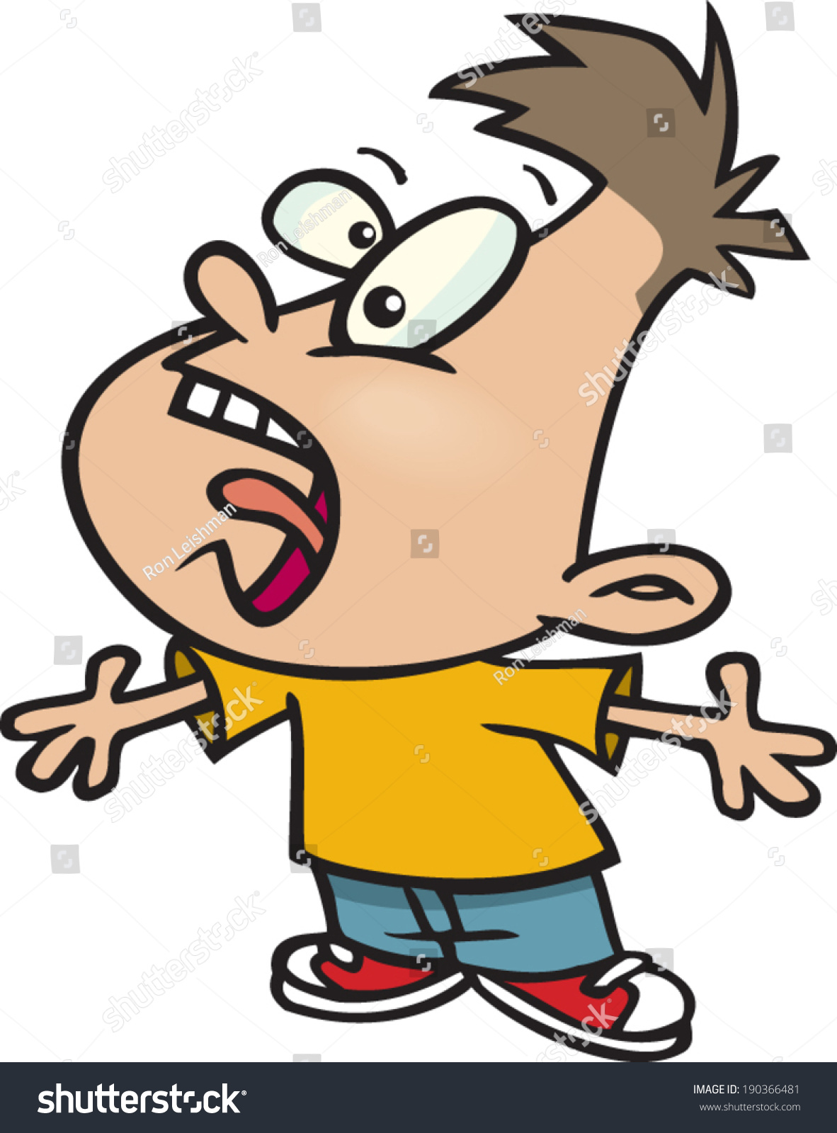 Cartoon Kid Yelling Stock Vector 190366481 - Shutterstock