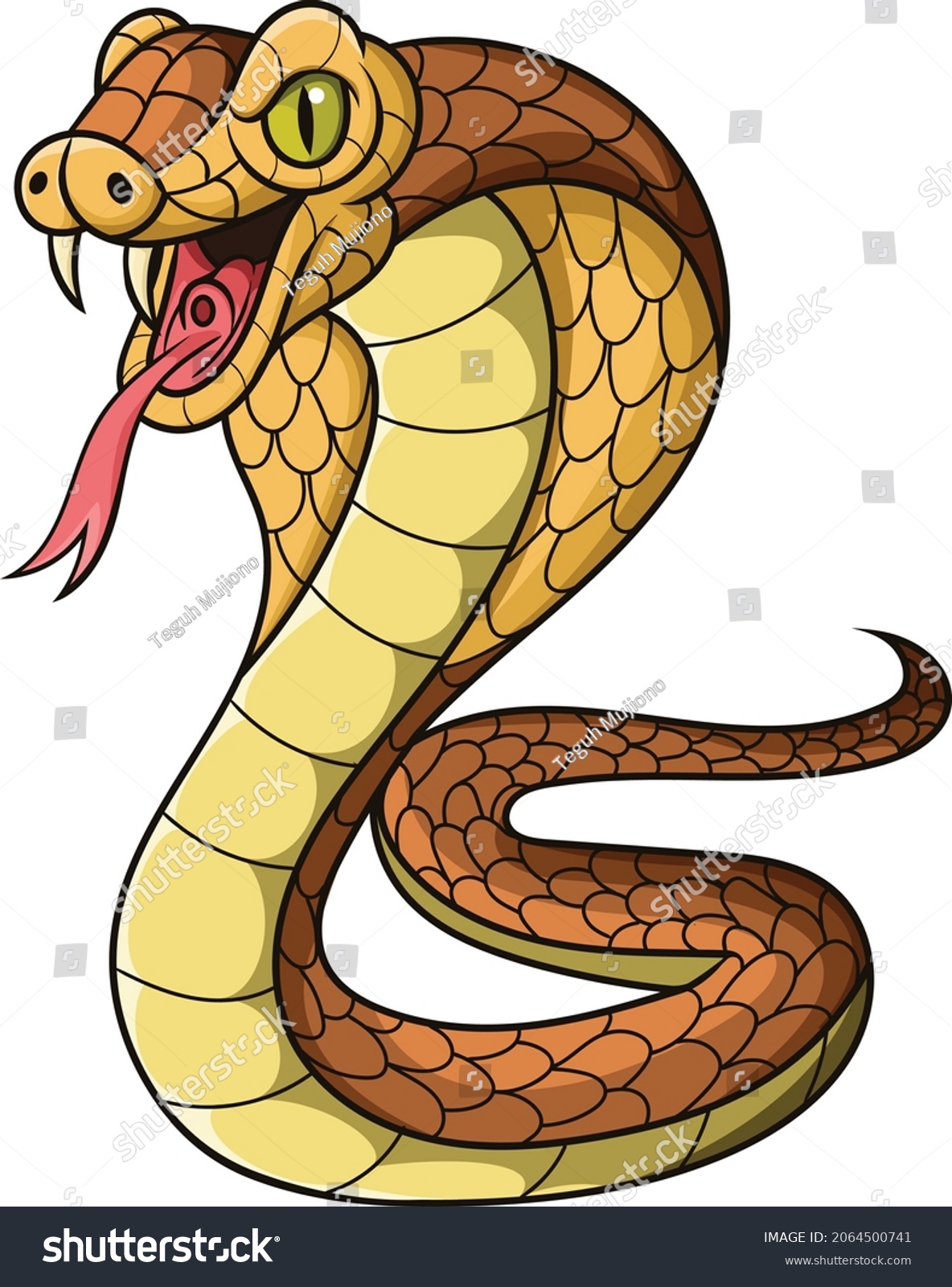 SVG of Cartoon king cobra snake on white background svg