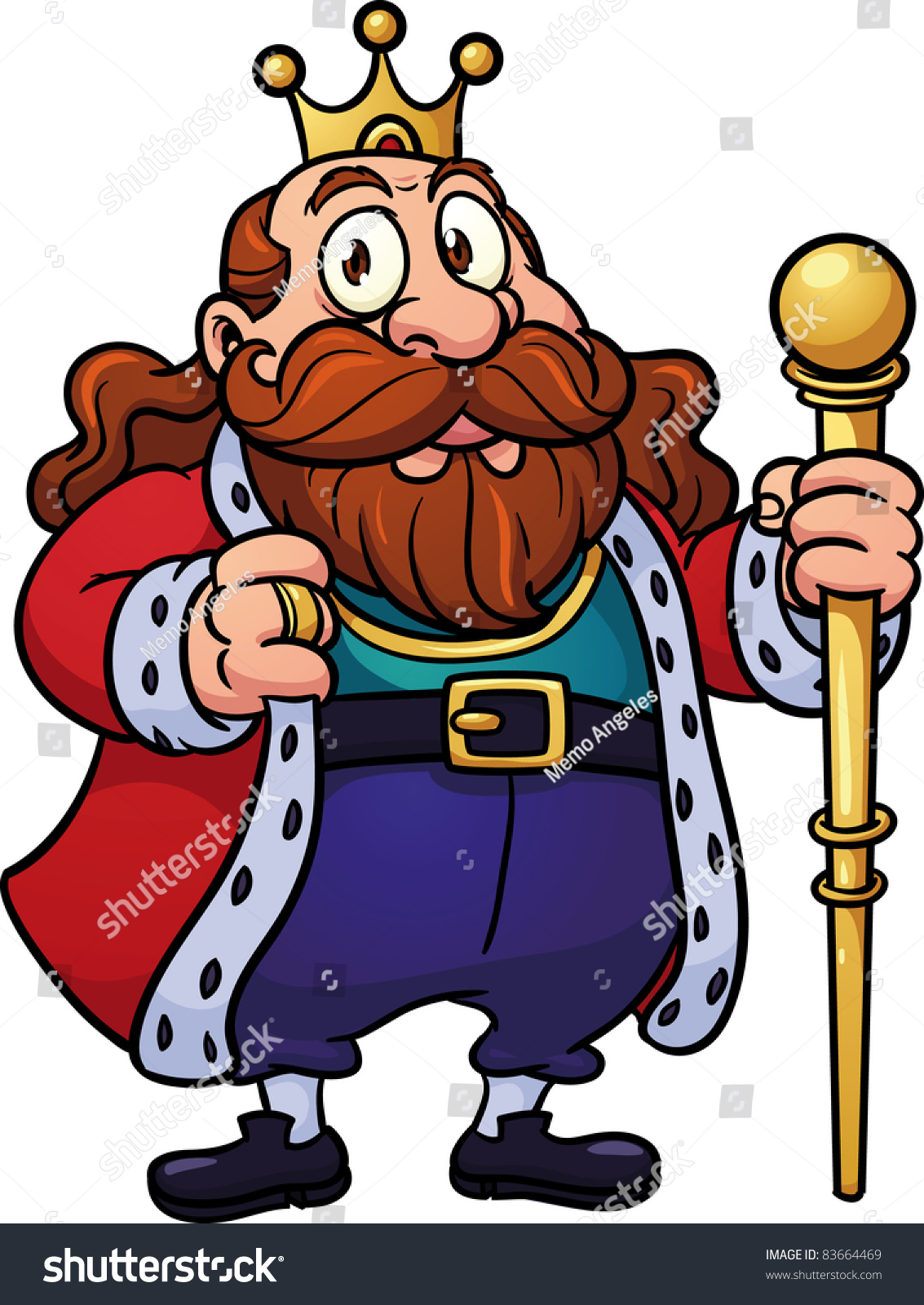 Young King Holding Scepter Vector Cartoon Clipart