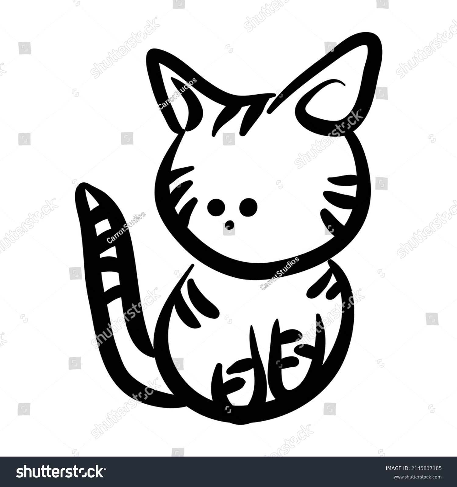 Cartoon Kitten Clip Art Line Vector Stock Vector (Royalty Free ...