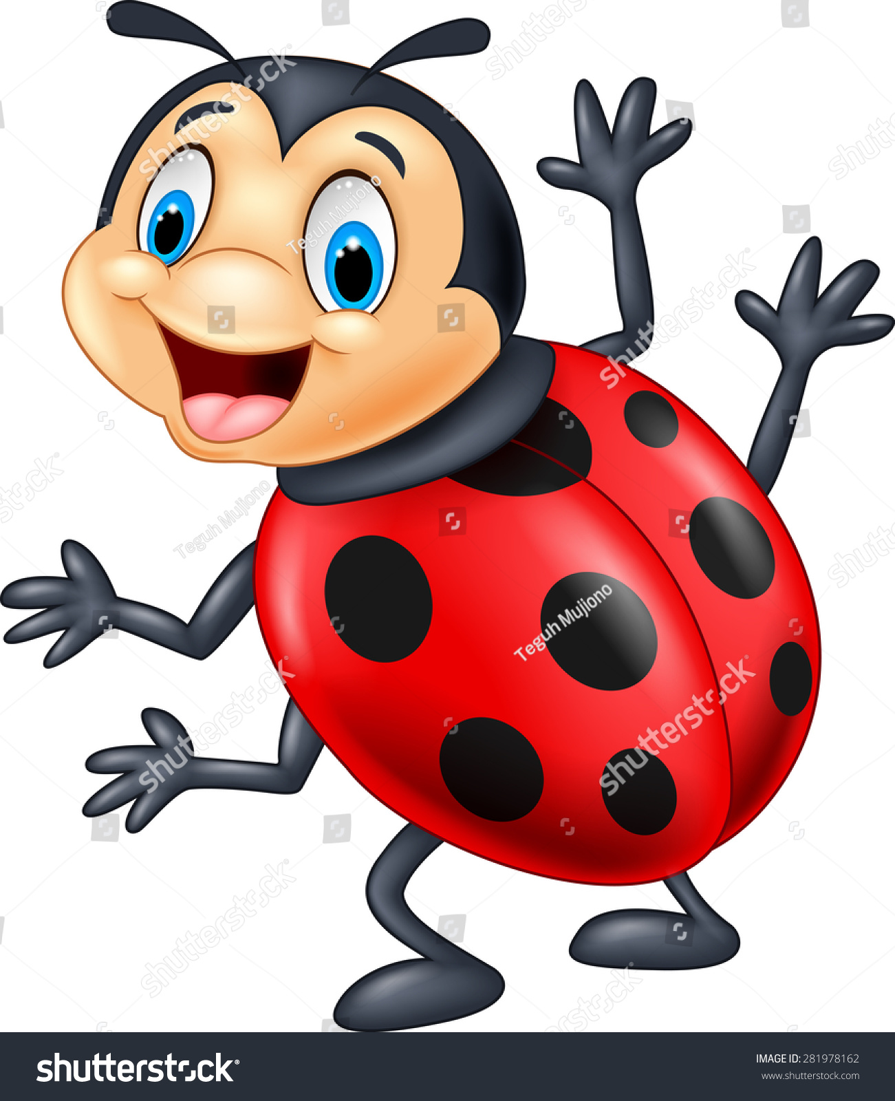 Cartoon Ladybug Waving Stock Vector Illustration 281978162 : Shutterstock