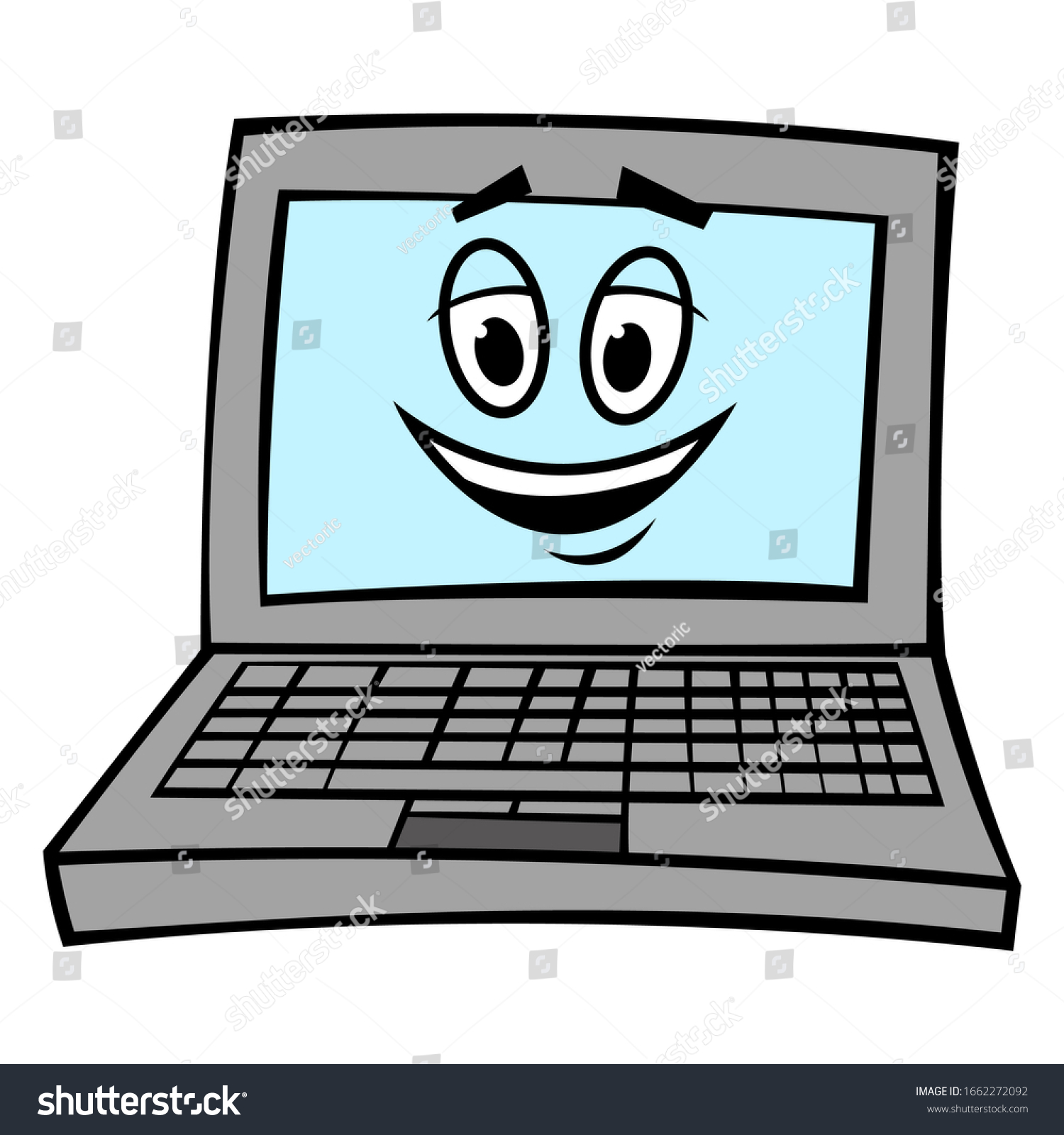 Cartoon Laptop Vector Illustration On White Stock Vector (Royalty Free ...