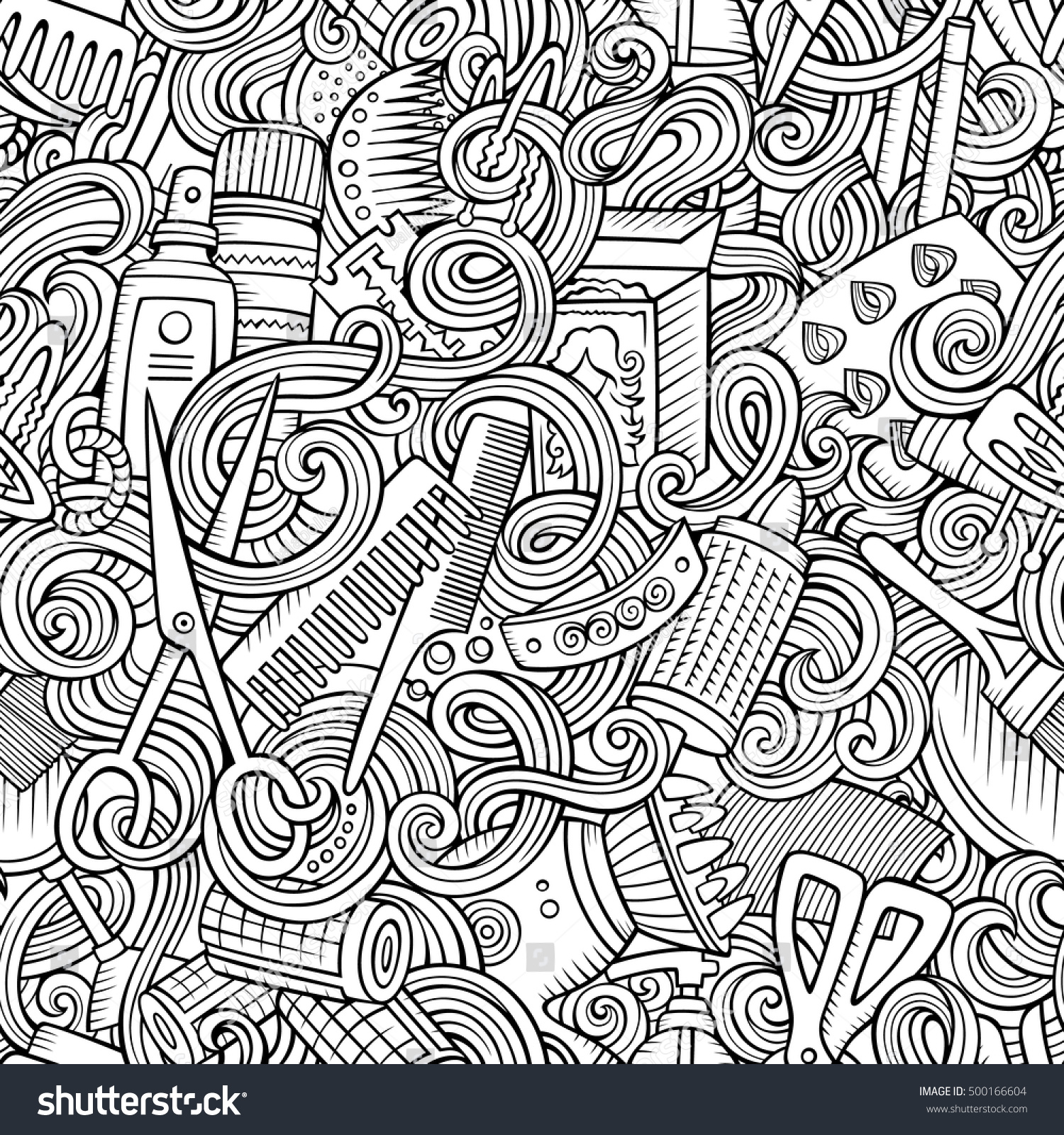 Line Drawing Doodles : Cartoon line art cute doodles hairdressing stock vector