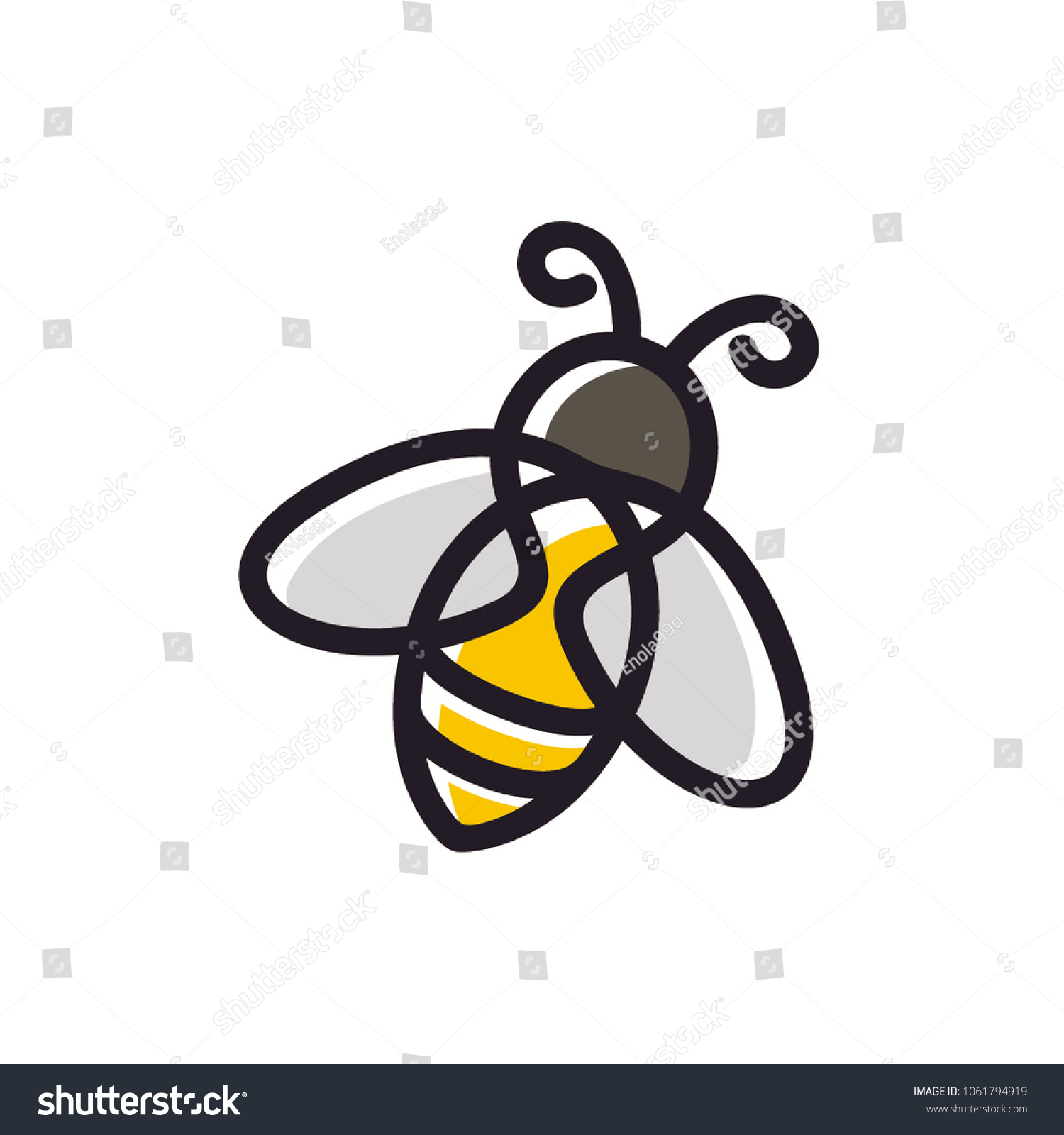 Cartoon Line Art Honey Bee Bumblebee Stock Vector (royalty Free 