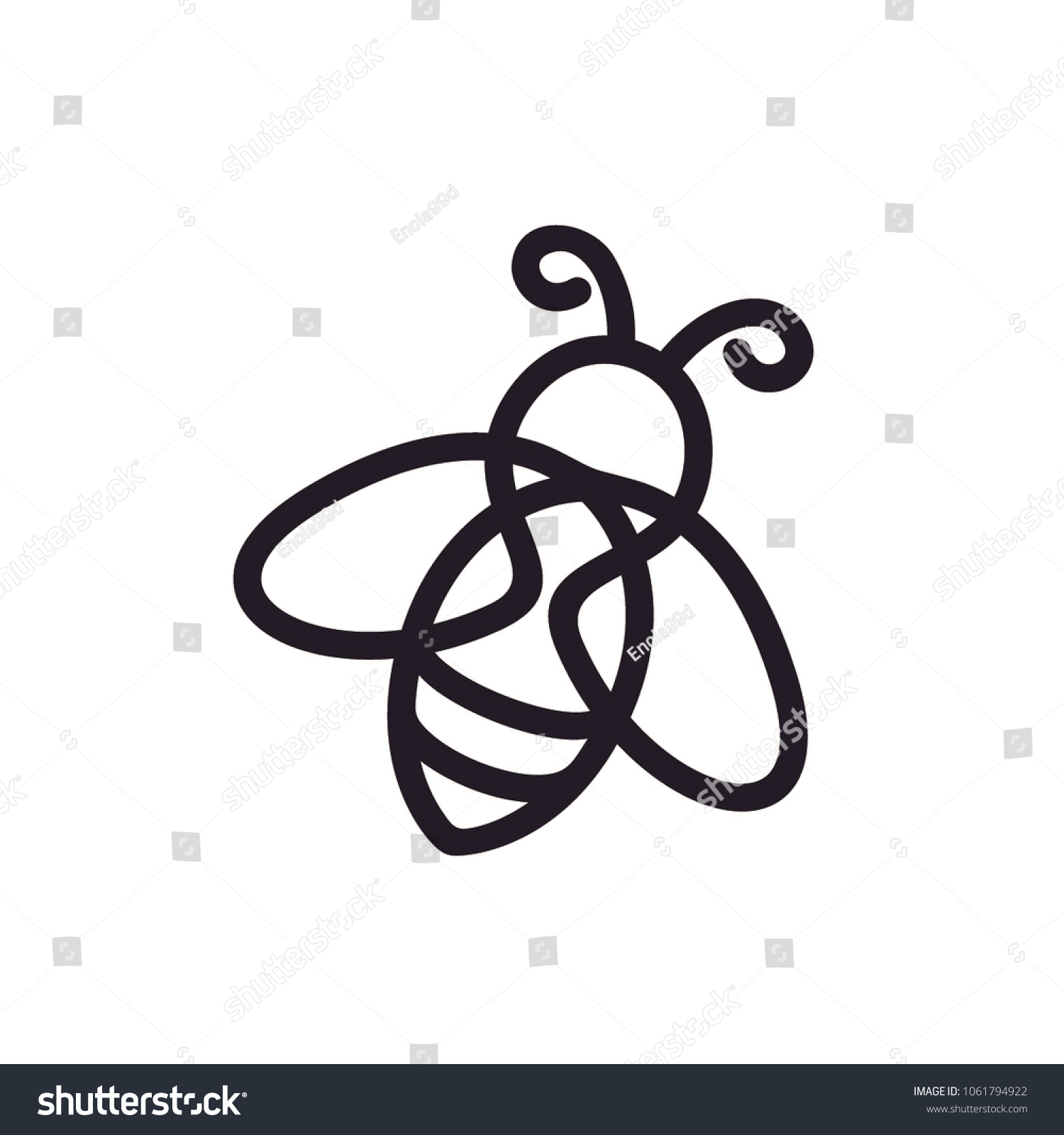 Cartoon Line Art Honey Bee Bumblebee Stock Vector (royalty Free 