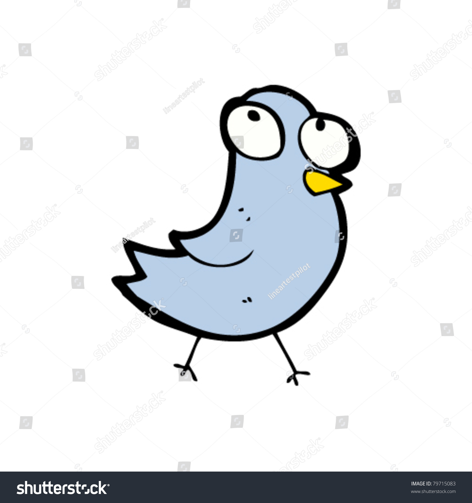 Cartoon Little Bird Walking And Looking Up Stock Vector Illustration ...