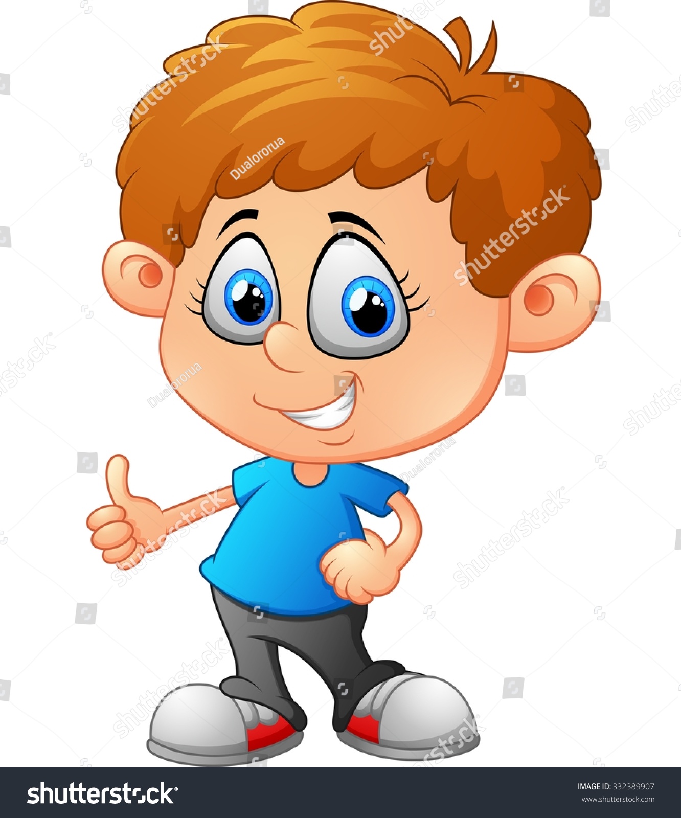 Cartoon Little Boy Giving Thumb Stock Vector (Royalty Free) 332389907