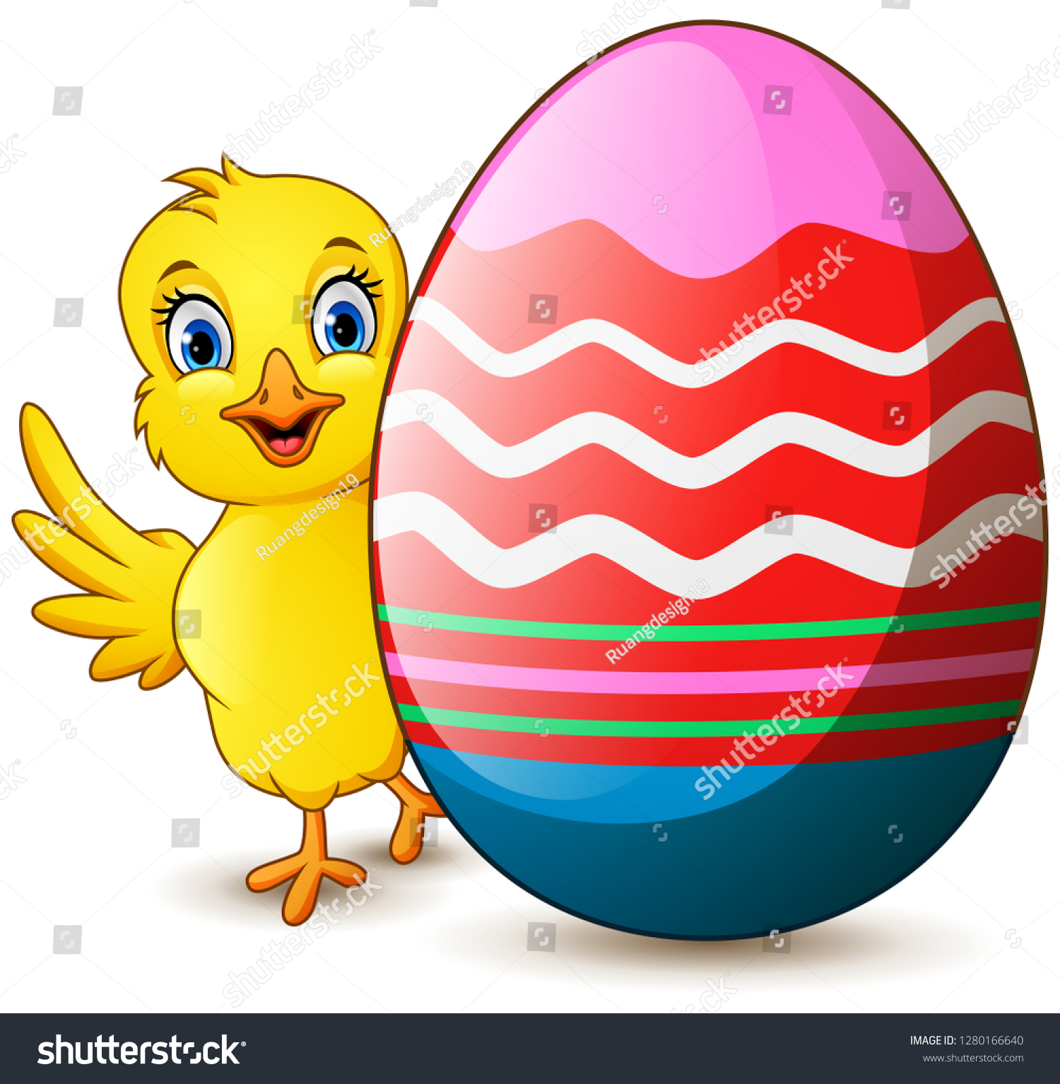 Cartoon Little Chick Easter Egg Stock Vector (Royalty Free) 1280166640 ...