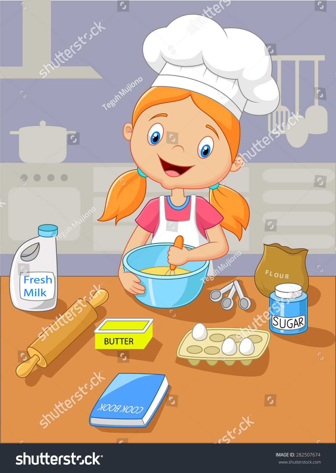 SVG of Cartoon little girl holding batter cake svg