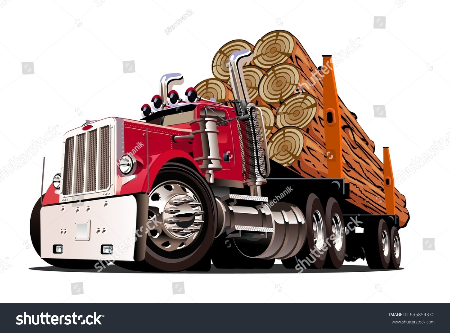 Download Cartoon Logging Truck Isolated On White Stock Vector ...