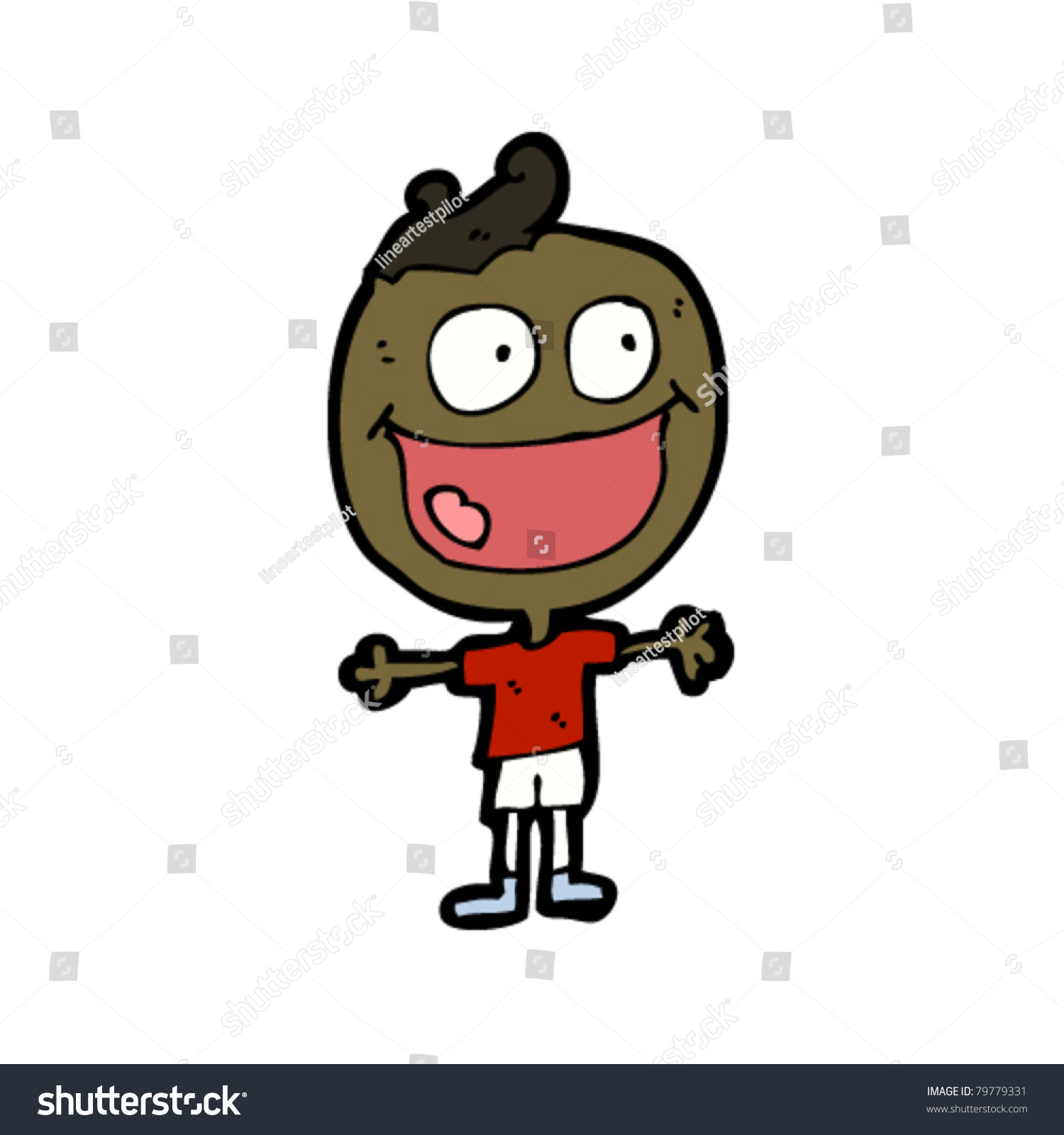 Cartoon Loudmouth Happy Doodle Man Stock Vector Royalty Free