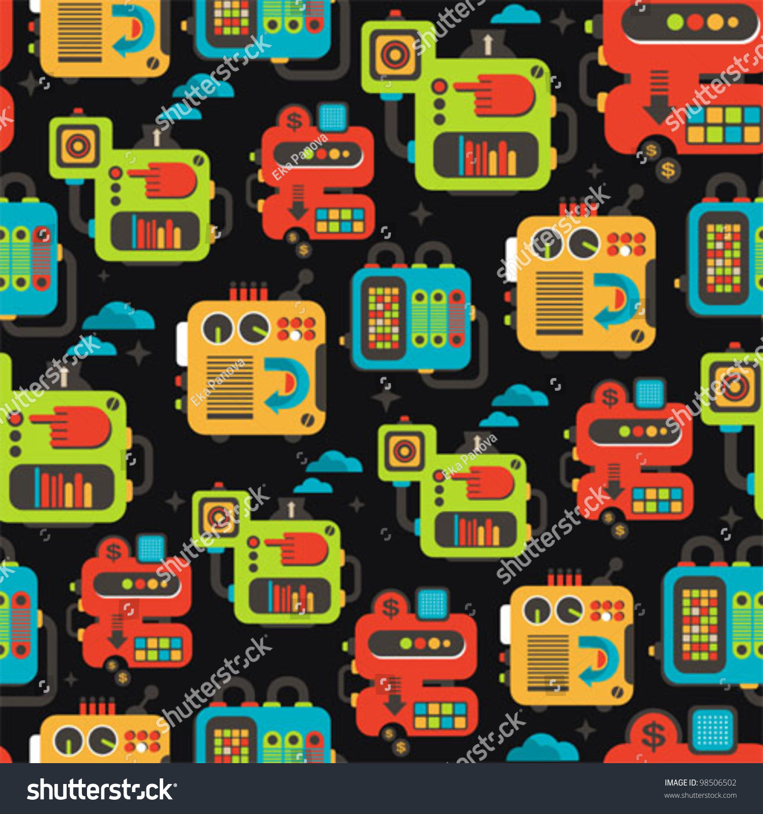 Cartoon Machines Seamless Texture Vector Pattern Stock Vector (Royalty ...