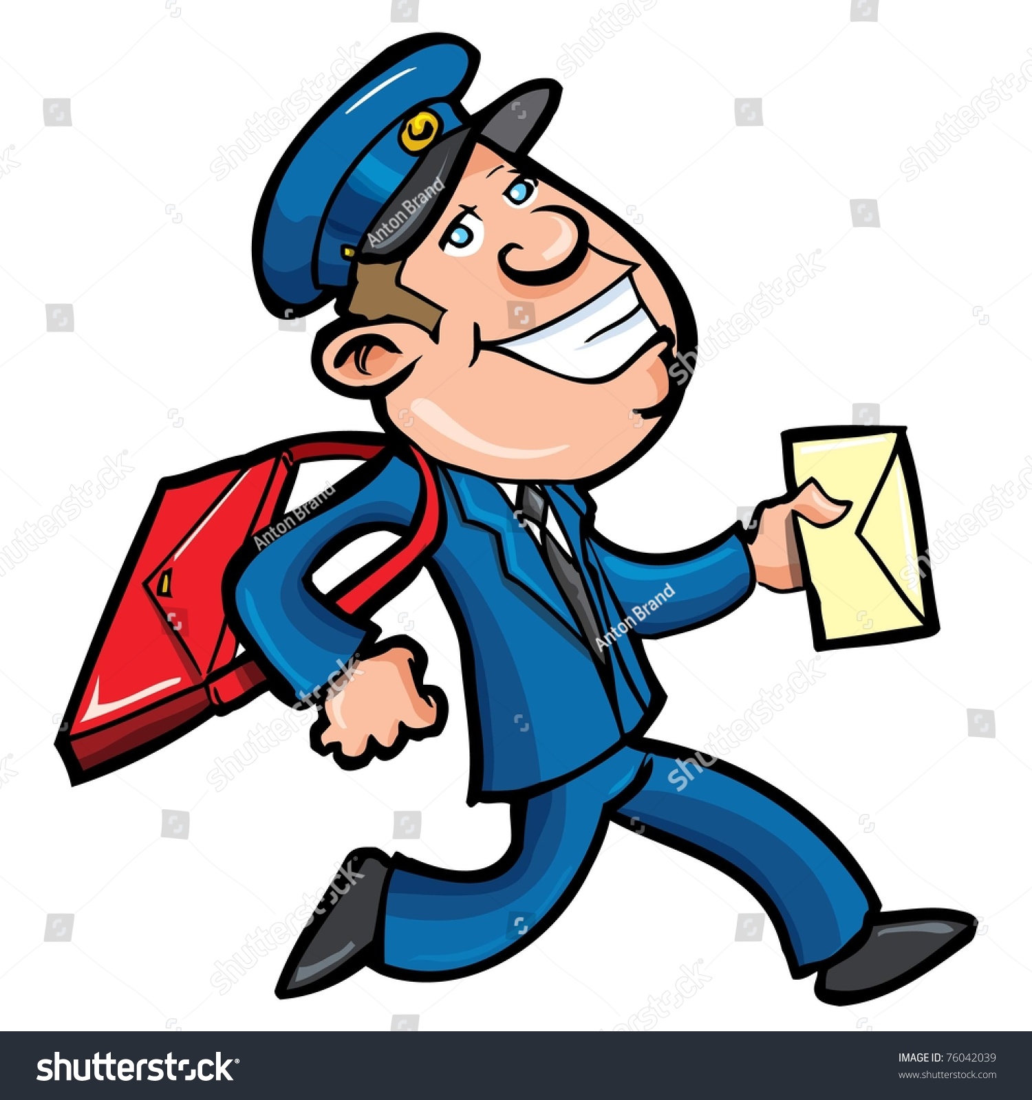 Cartoon Mailman Delivering Mail Isolated On Stock Vector 76042039 ...