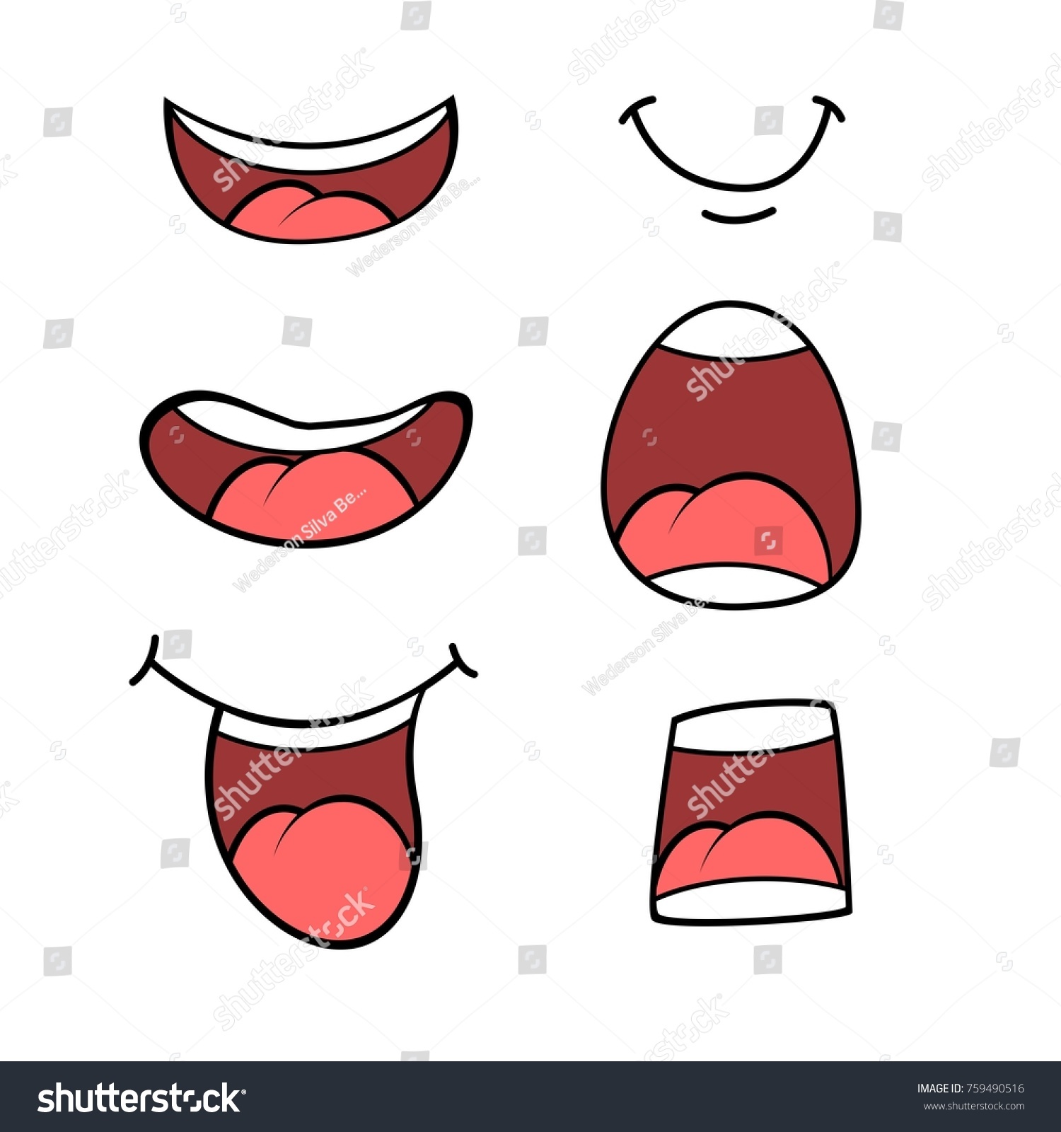 Cartoon Make Mouth Set Stock Vector 759490516 - Shutterstock