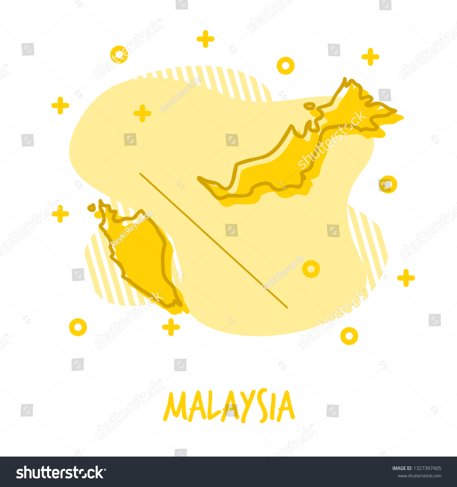 Cartoon Malaysia Map Stock Vector Royalty Free 1327397405