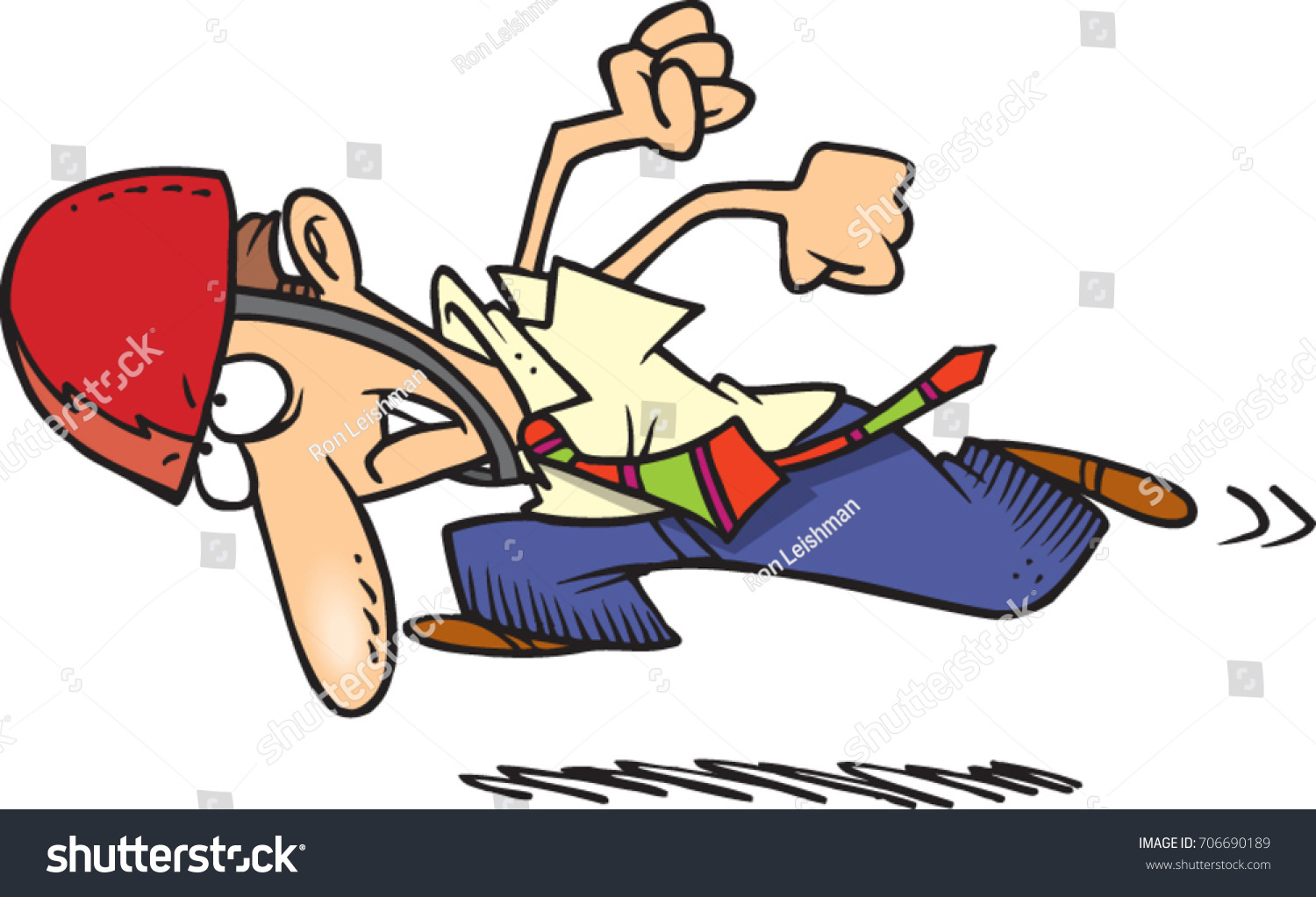 Cartoon Man Charging Head First While Stock Vector Royalty Free