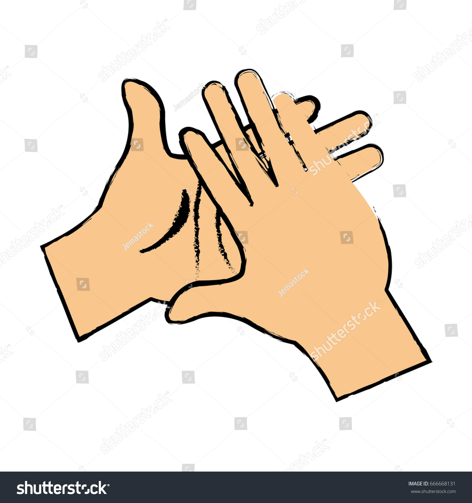 Cartoon Man Hand Clap Gesture Image Stock Vector (Royalty Free) 666668131