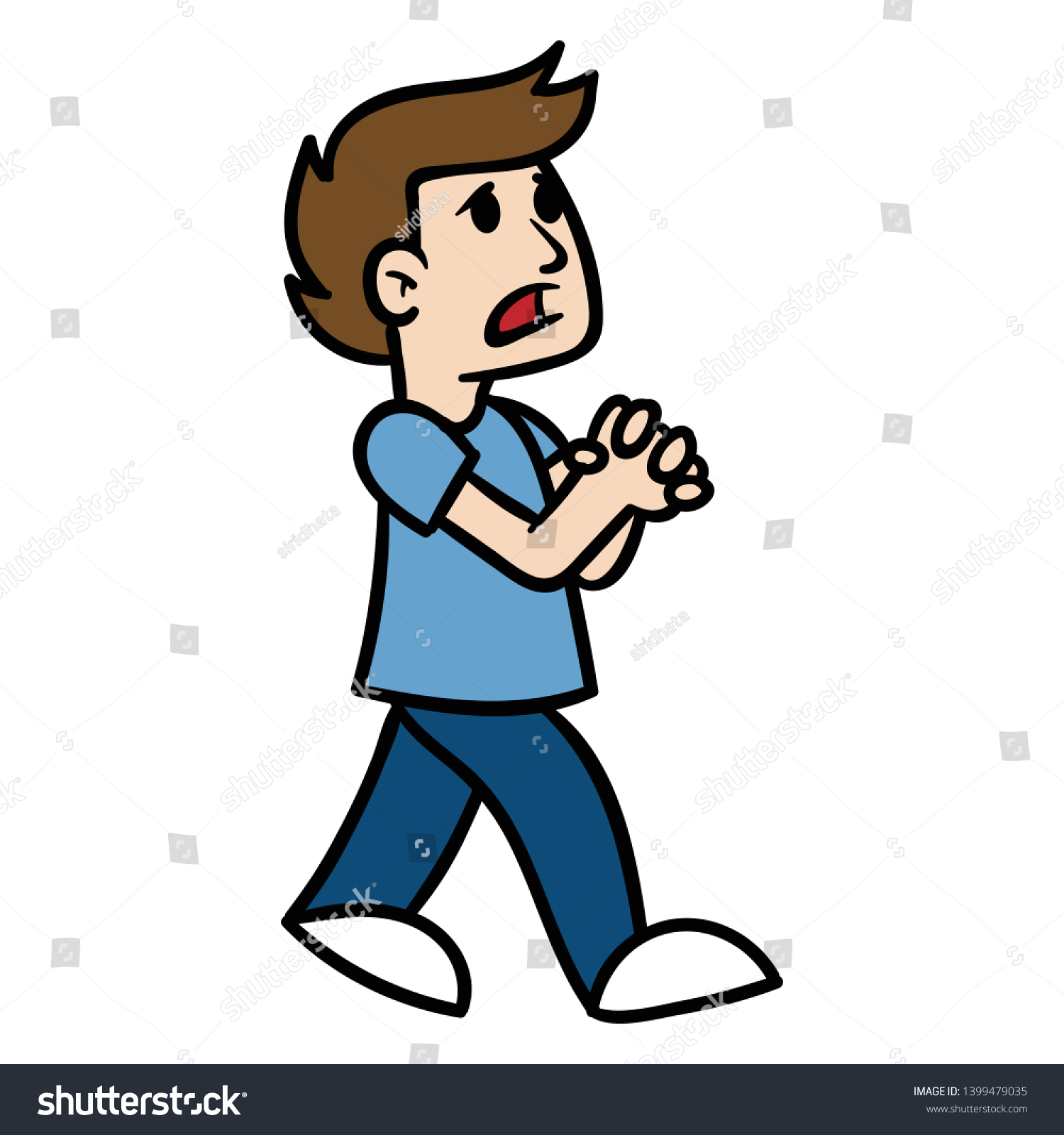 Cartoon Man Pleading Vector Illustration Stock Vector (Royalty Free ...