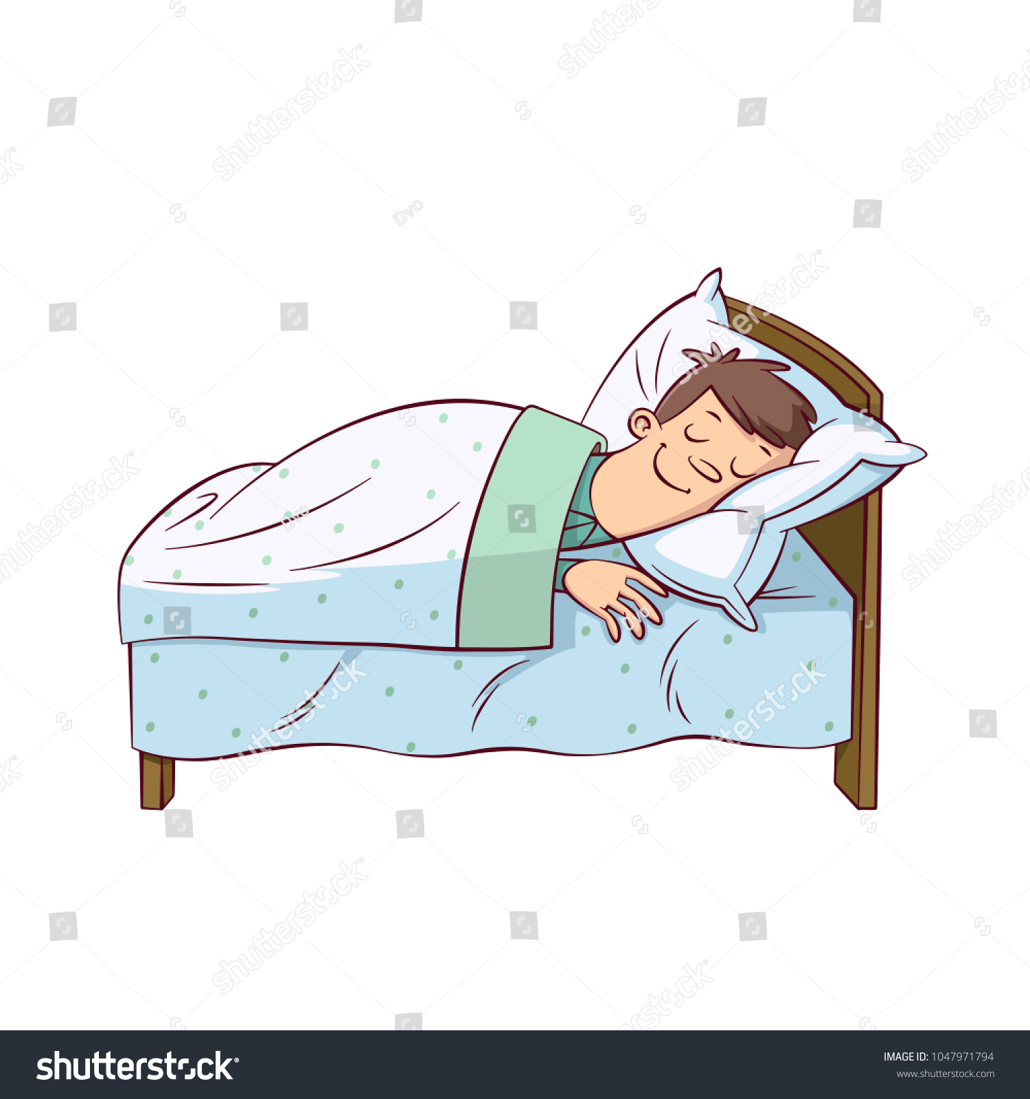 Cartoon Man Sleep Covered Blanket Bed Stock Vector (Royalty Free ...