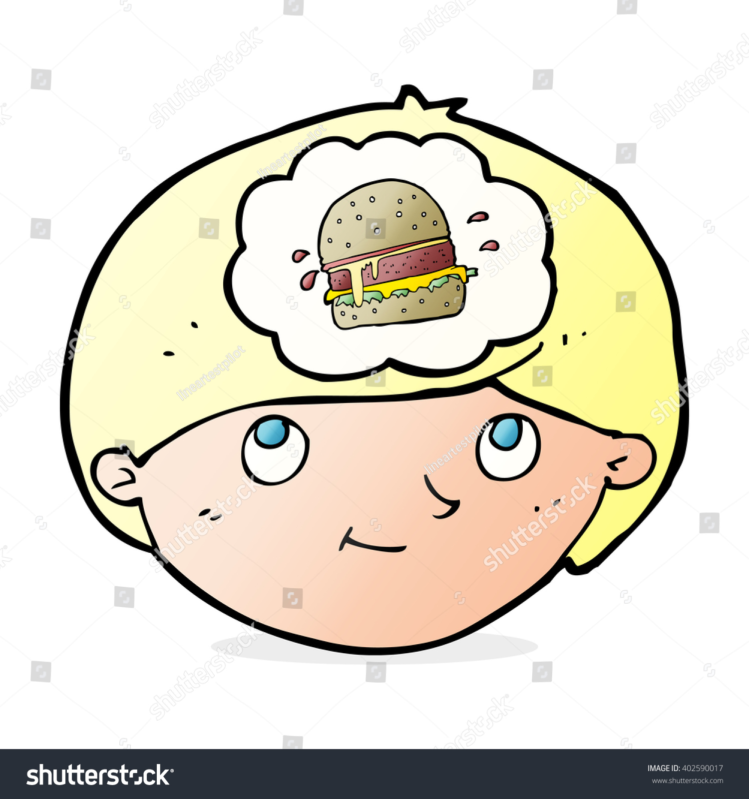 Cartoon Man Thinking About Junk Food Stock Vector (Royalty Free) 402590017