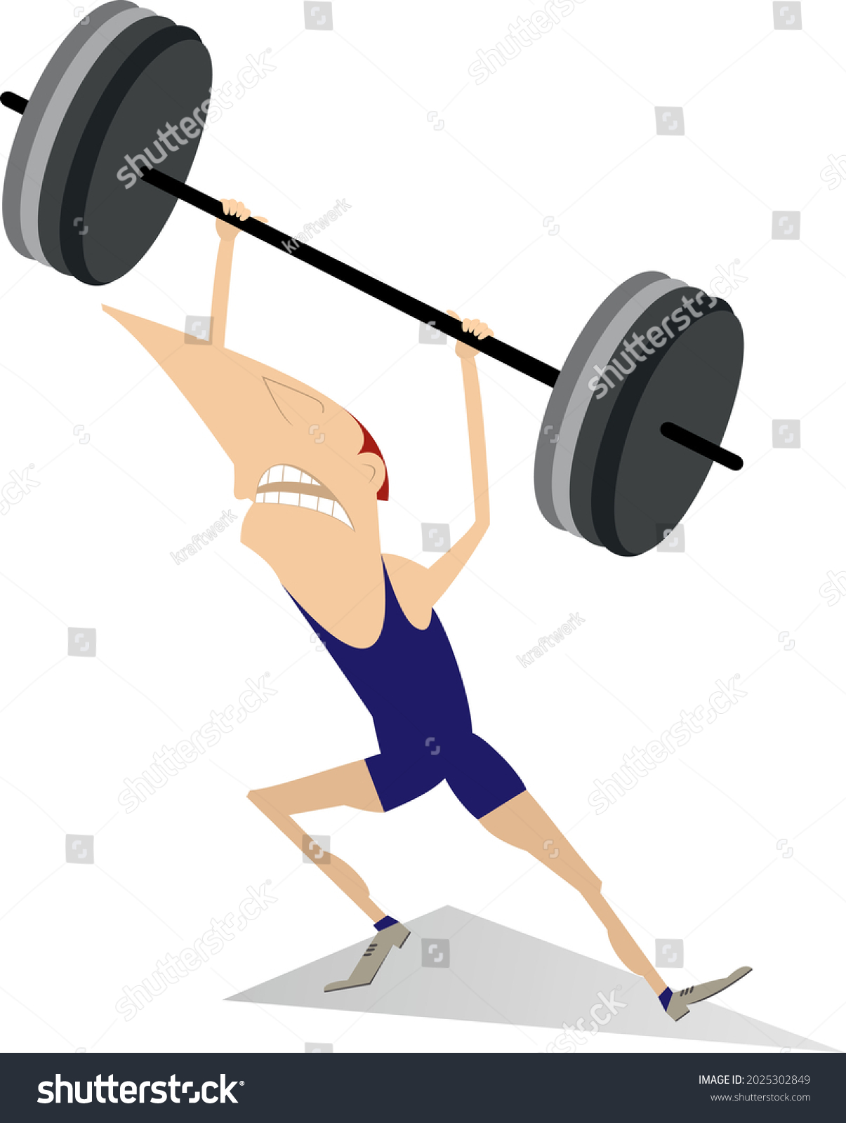 Cartoon Man Weightlifter Isolated Illustration Funny Stock Vector ...