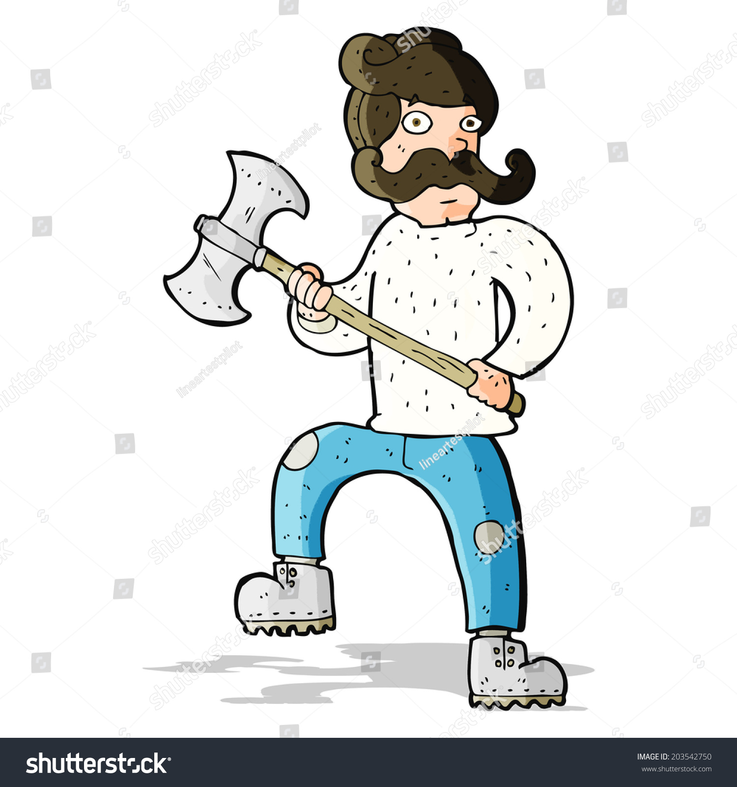 Cartoon Man Axe Stock Vector 203542750 - Shutterstock