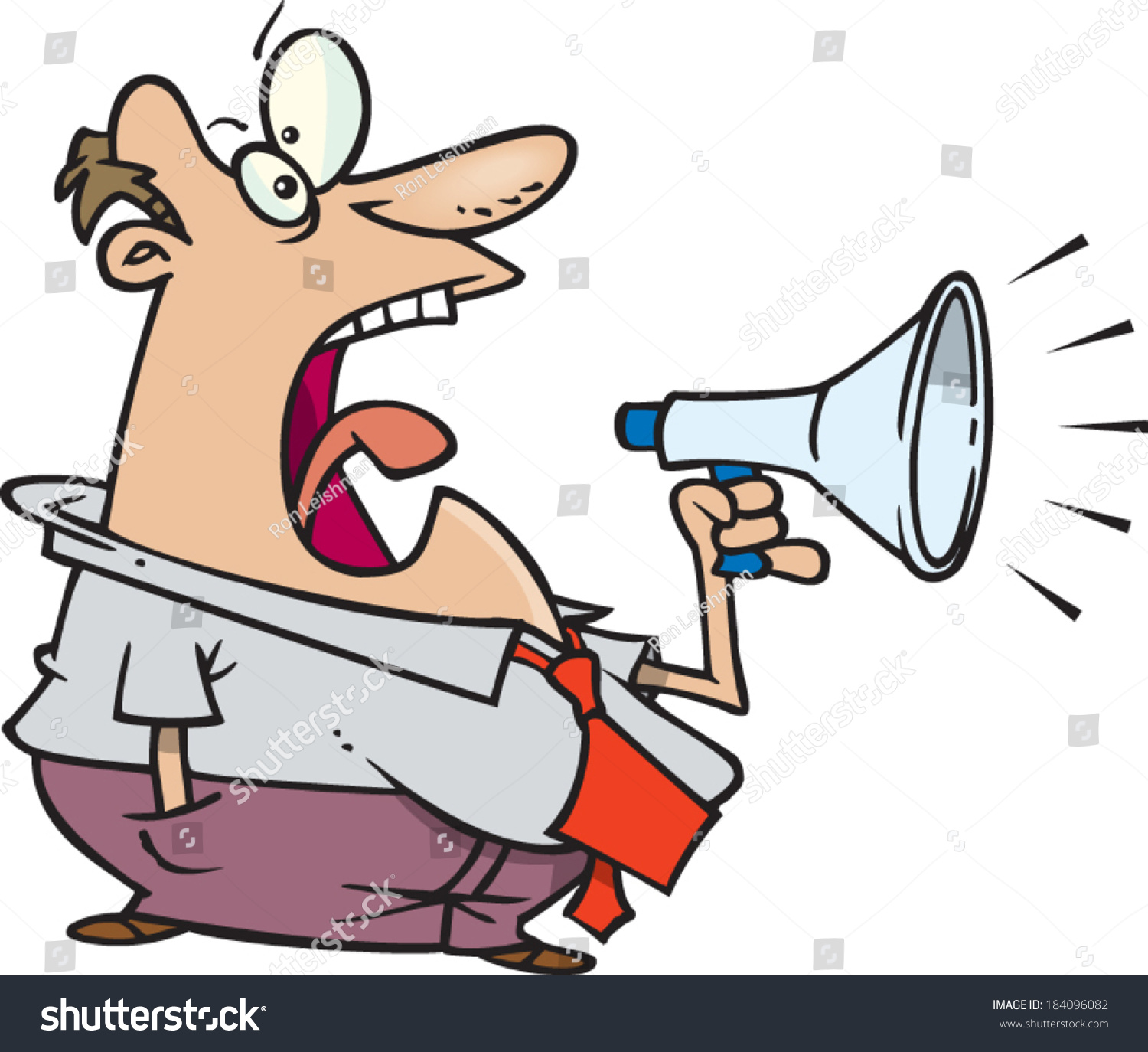 Cartoon Man Yelling Into Megaphone Vector De Stock Libre De Regalías 184096082 Shutterstock