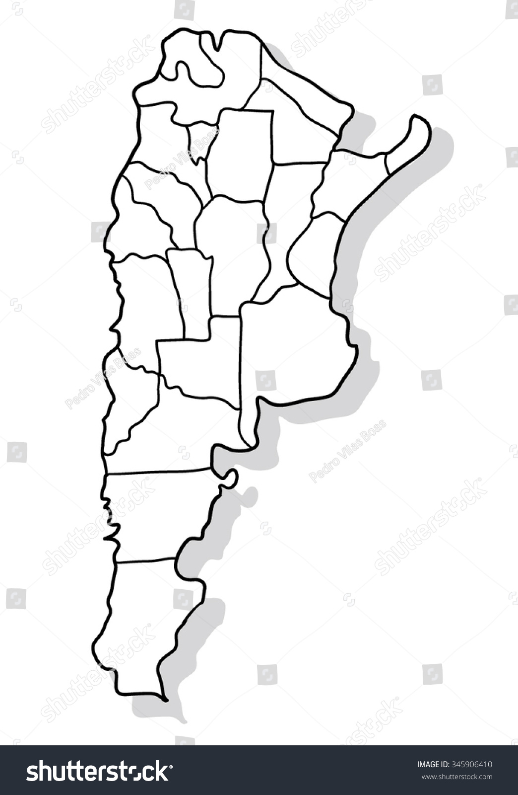 Cartoon Map Of Argentina Stock Vector Illustration 345906410 : Shutterstock