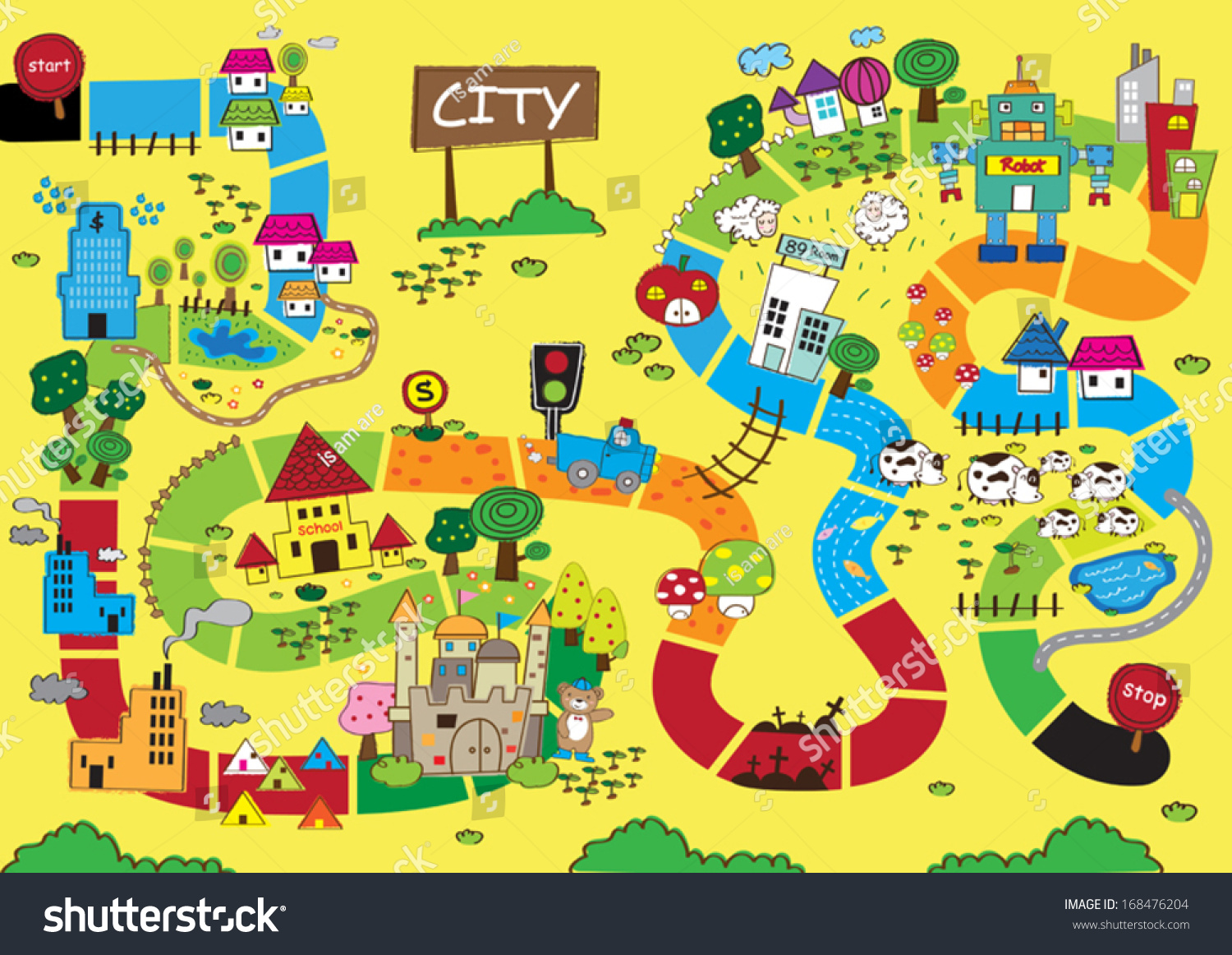 Cartoon Map City Stock Vector 168476204 - Shutterstock