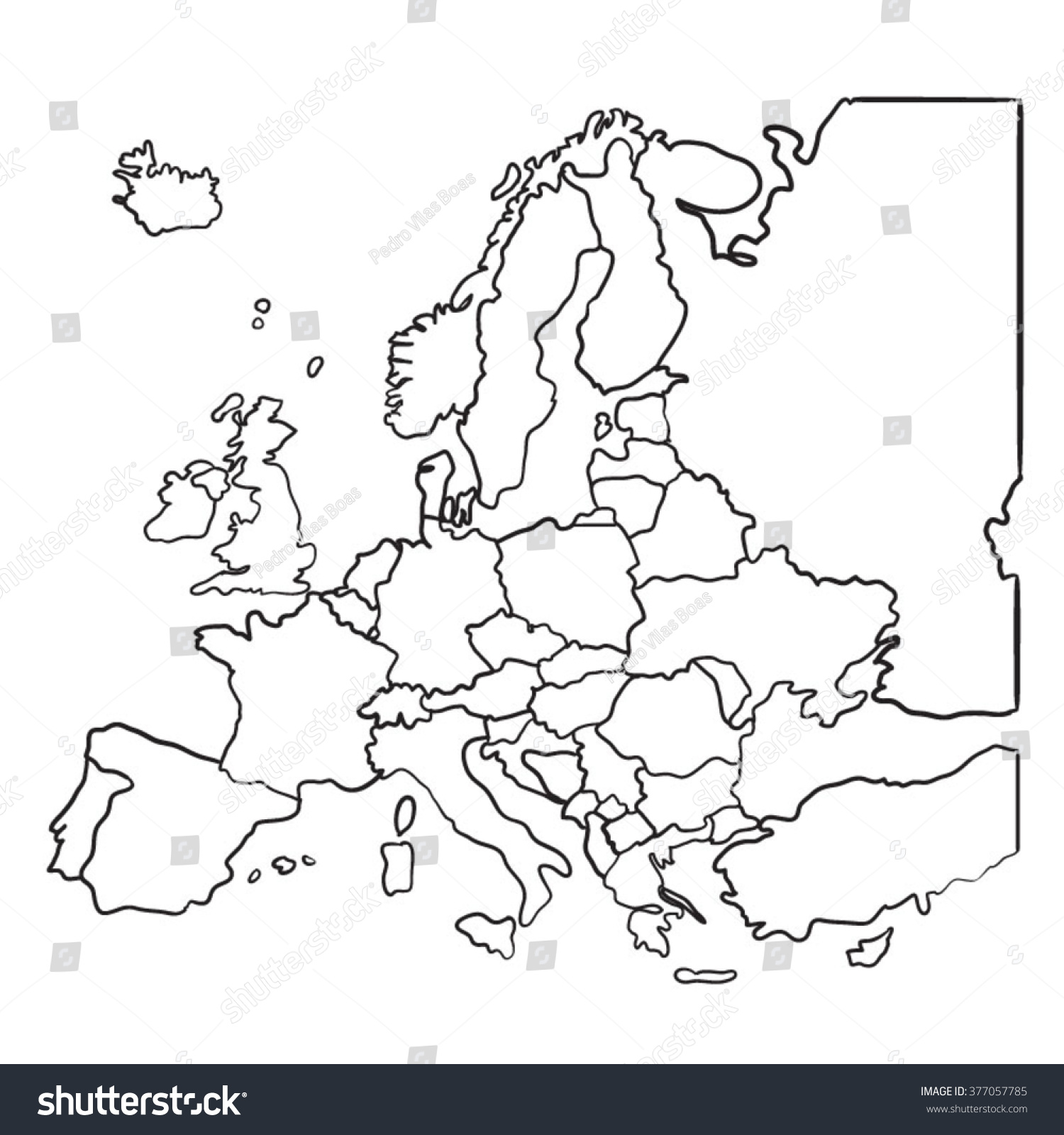 Cartoon Map Europe Stock Vector 377057785 - Shutterstock