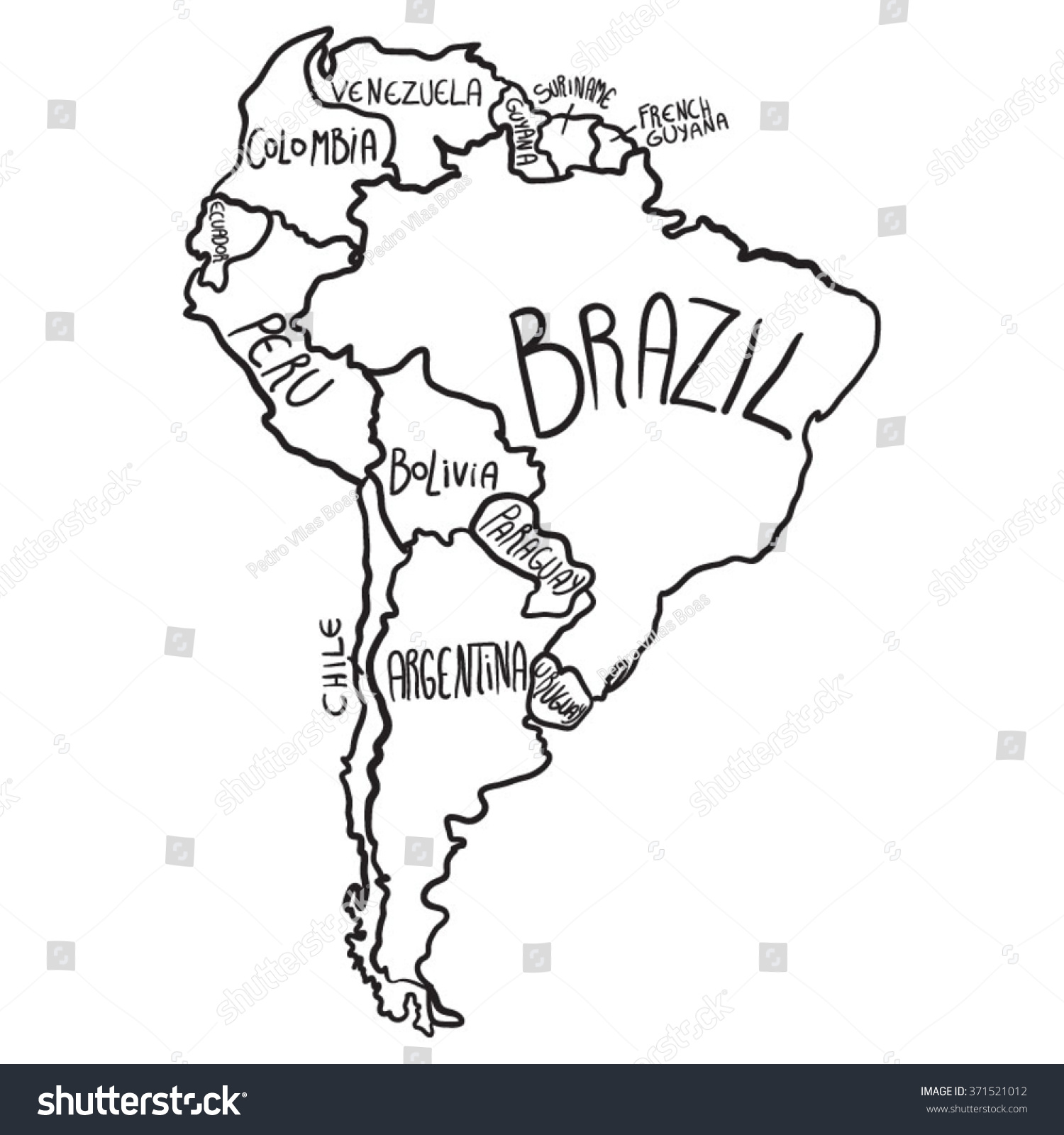 South America Map Cartoon