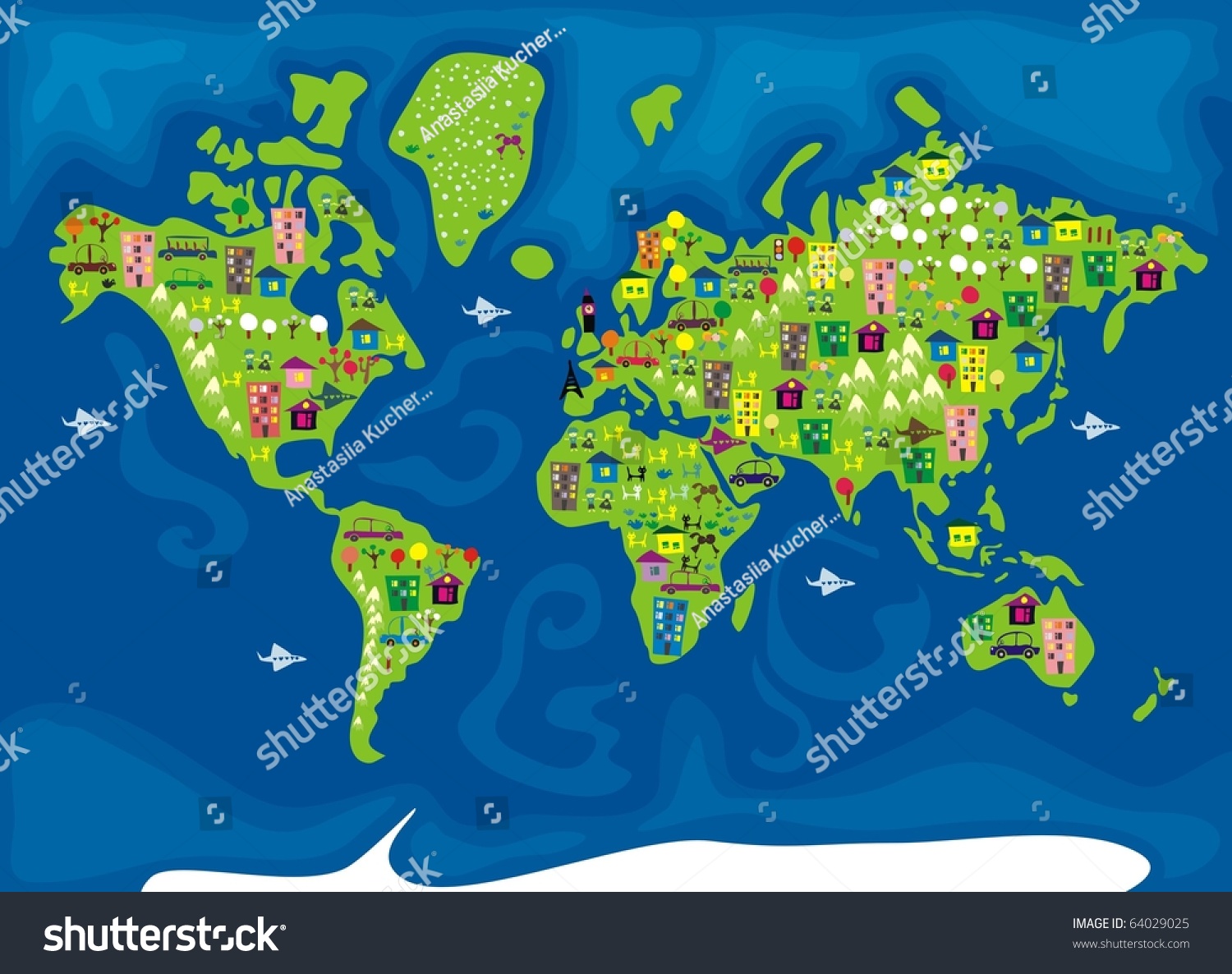 World Map Cartoon Image