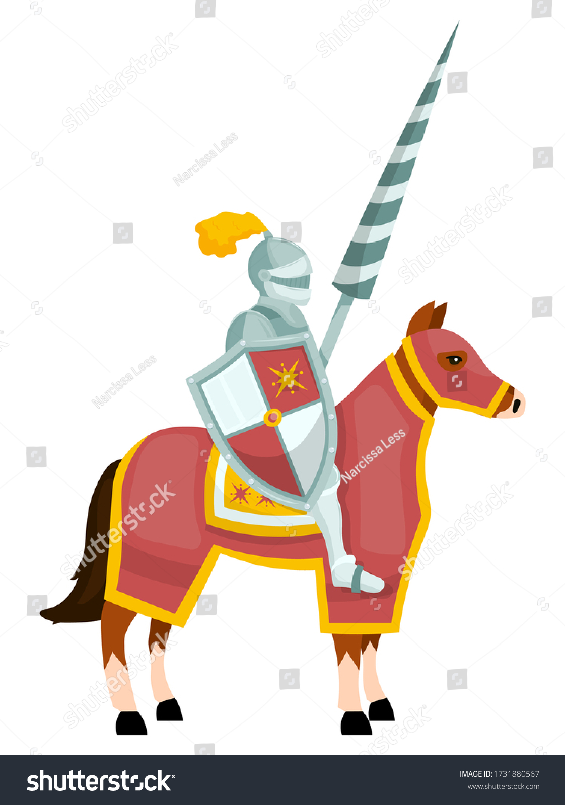 Cartoon Medieval Knight Character Riding Horse Stock Vector (Royalty ...