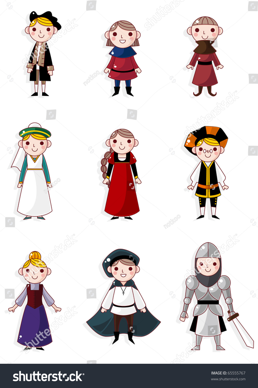 Cartoon Medieval People Stock Vector 65555767 - Shutterstock