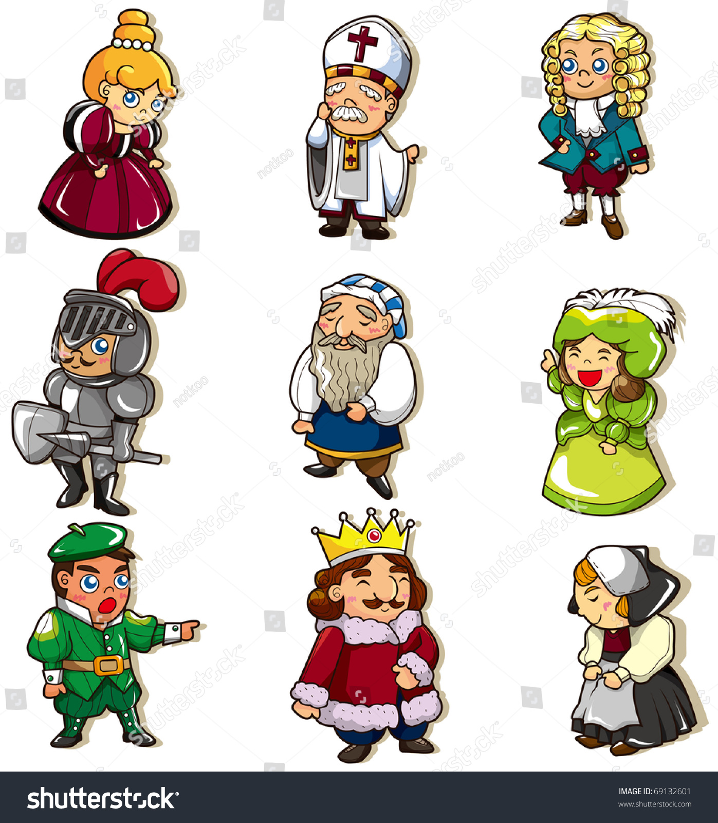 Cartoon Medieval People Icon: เวกเตอร์สต็อก (ปลอดค่าลิขสิทธิ์) 69132601 ...