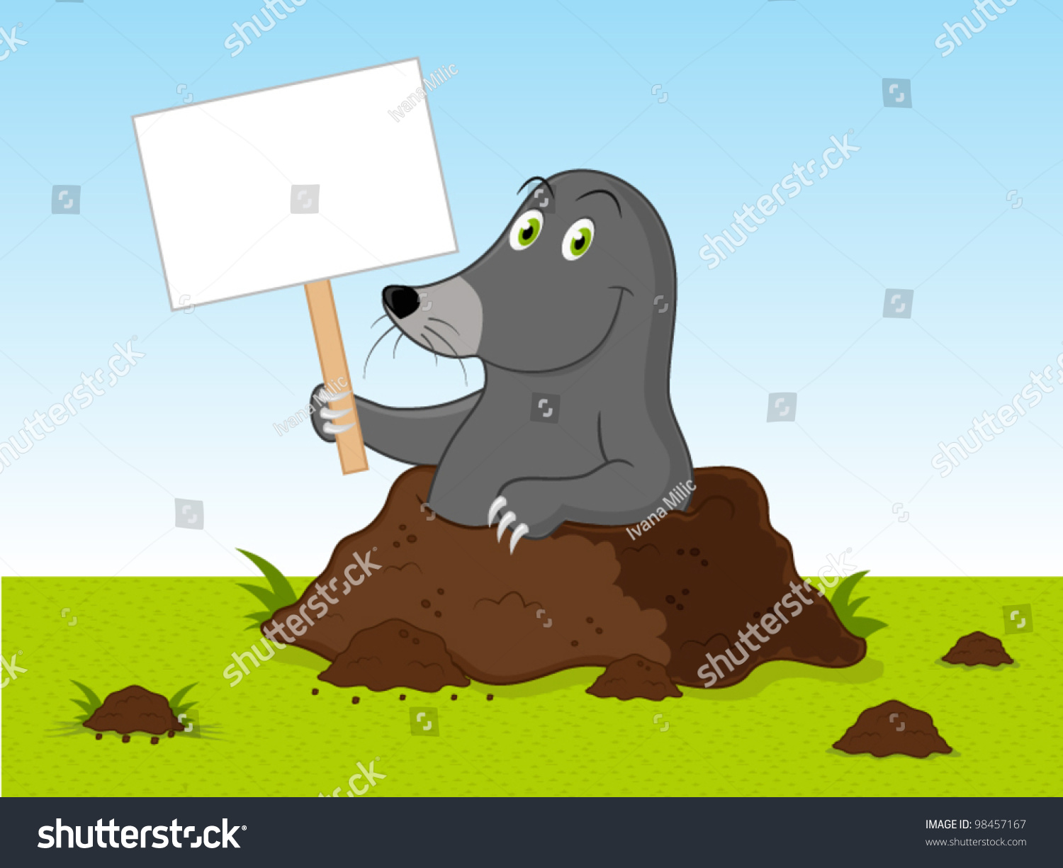 Cartoon Mole Stock Vector Illustration 98457167 : Shutterstock