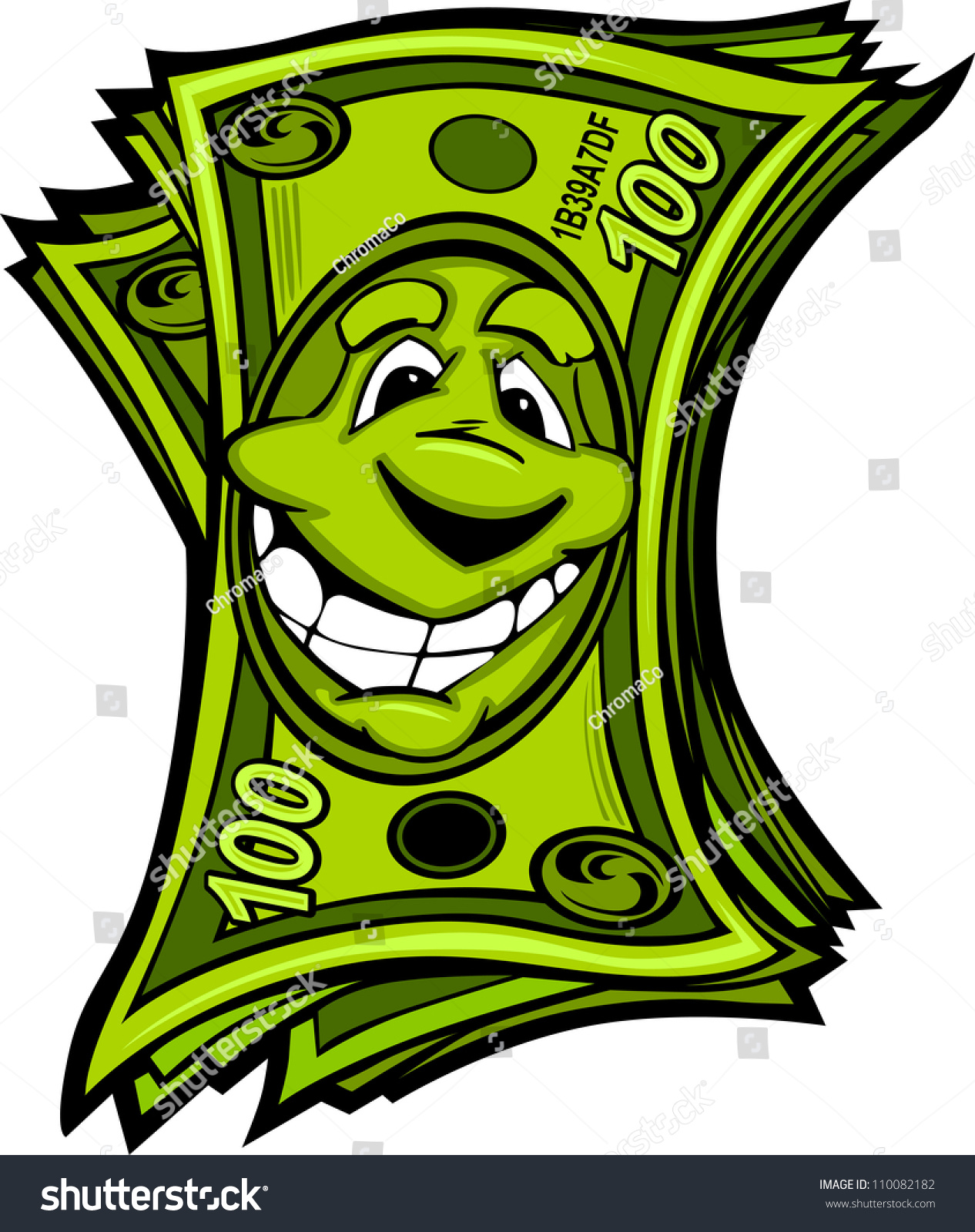 Cartoon Money Hundred Dollar Bills Smiling Stock Vector 110082182