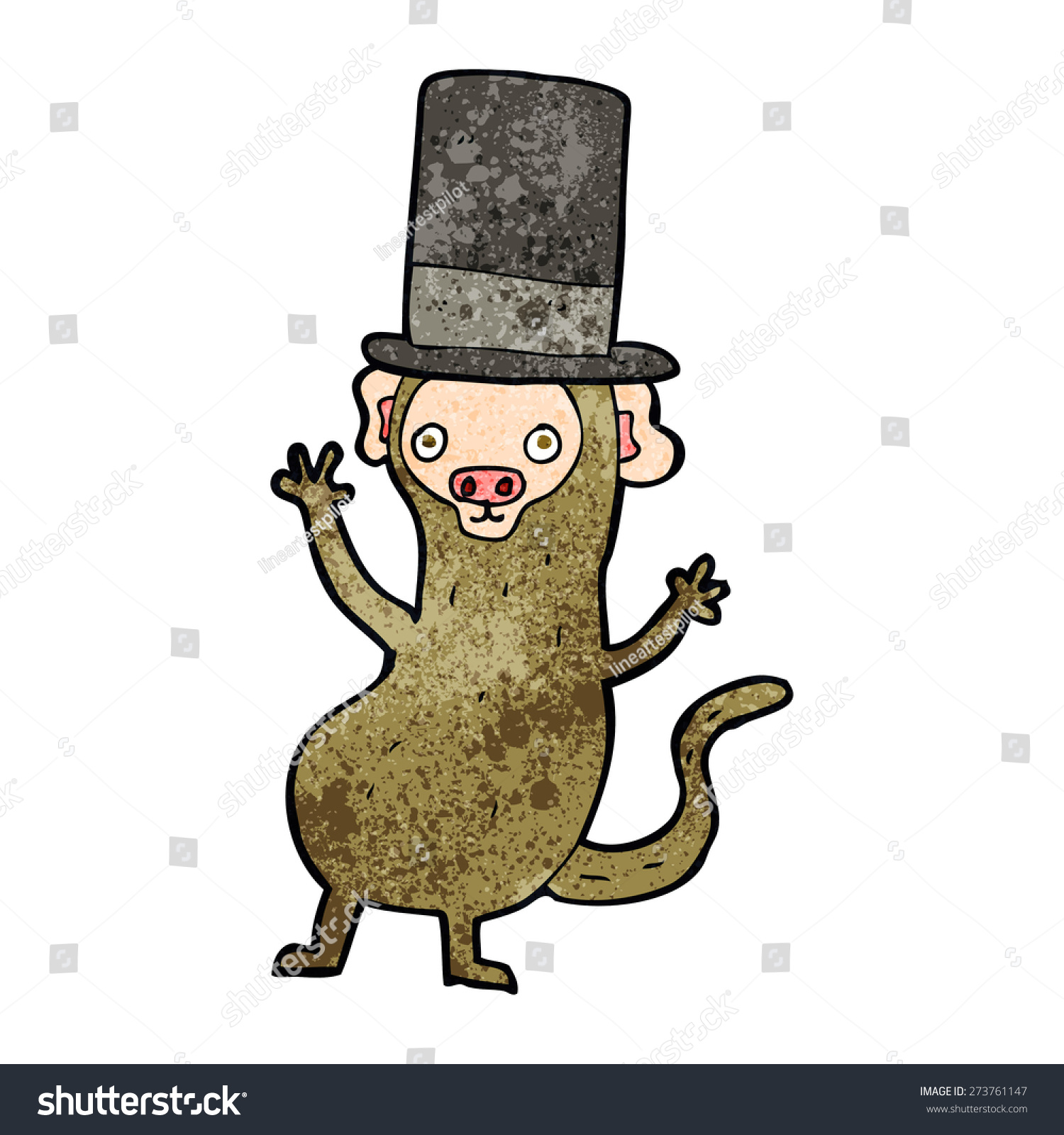 Cartoon Monkey Wearing Top Hat Stock 