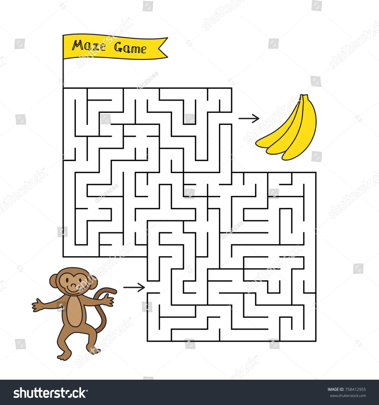 cartoon-monkey-maze-game-funny-game-vector-de-stock-libre-de-regal-as