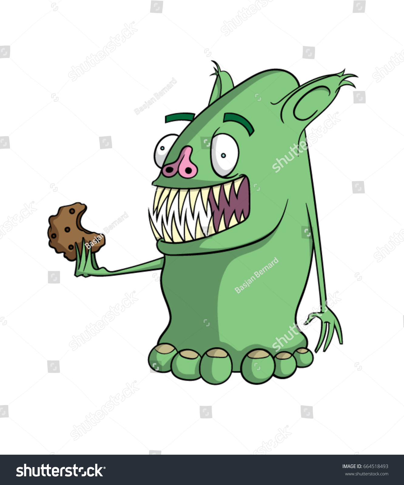 SVG of Cartoon monster eating a cookie svg