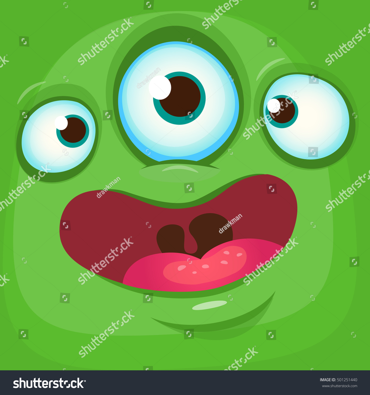 Cartoon Monster Face Vector Halloween Green Stock Vector (Royalty Free ...