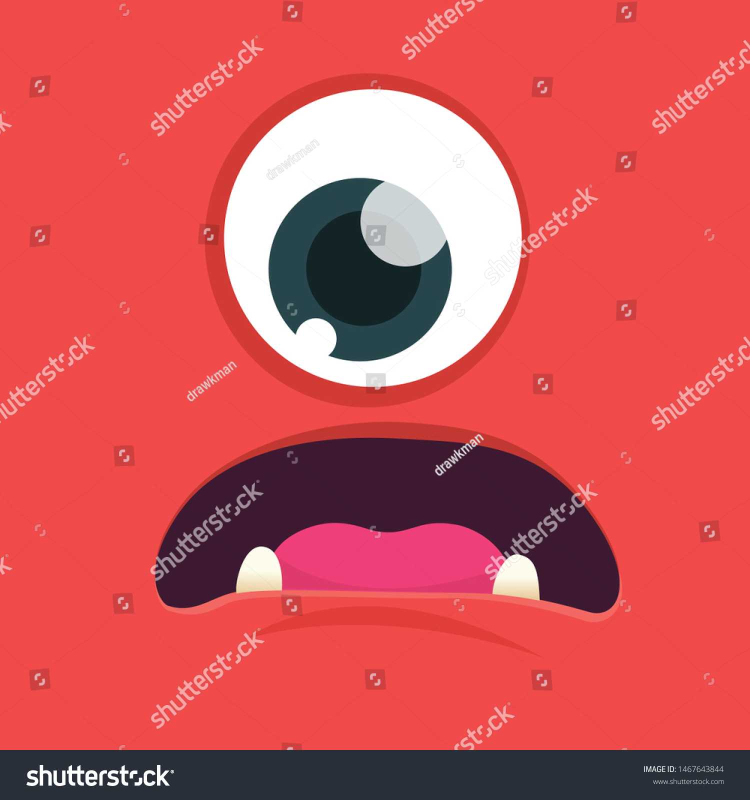 Cartoon Monster Face Vector Halloween Red Stock Vector (Royalty Free ...